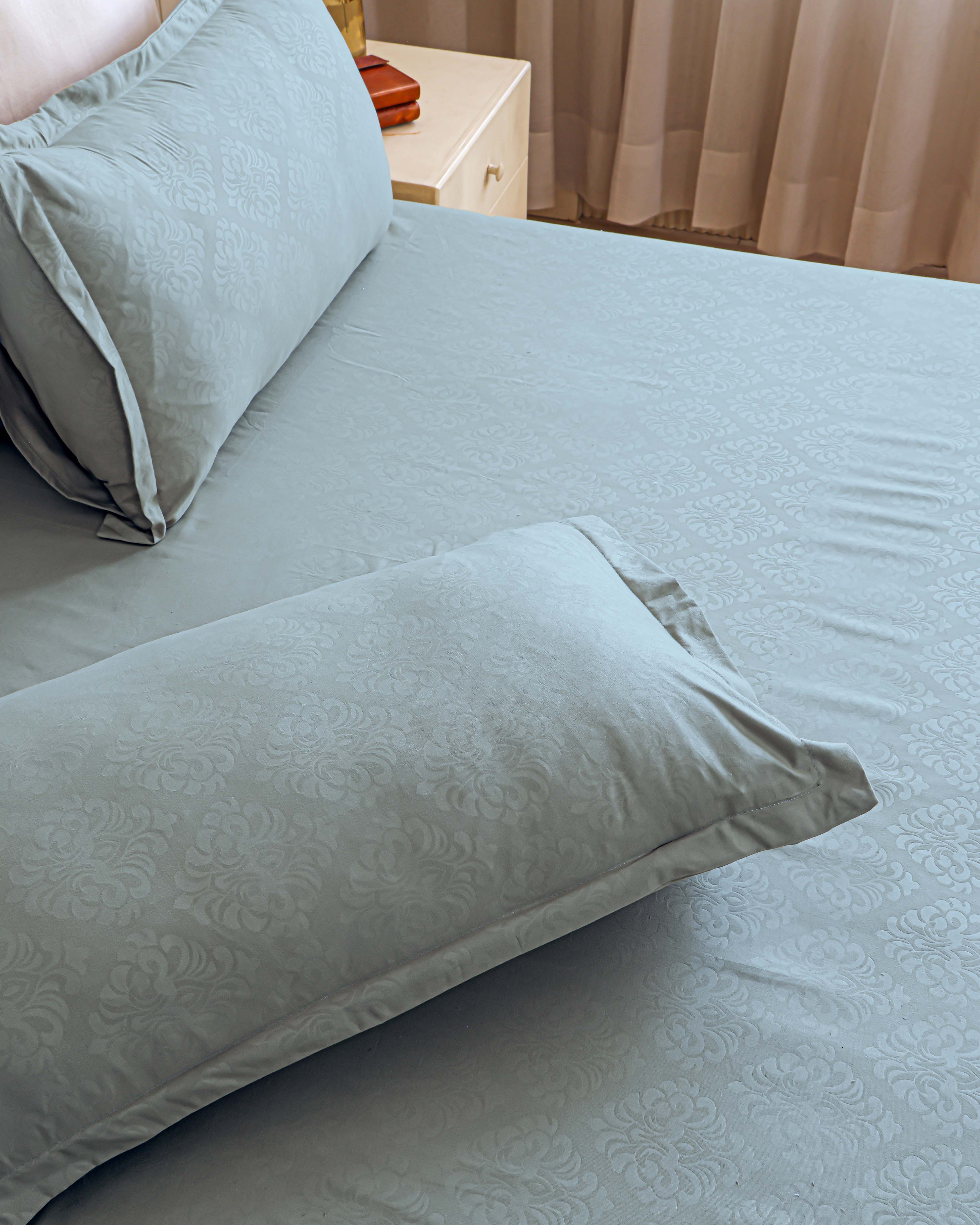 Oceanic Mist King Size Embossed Bedsheet