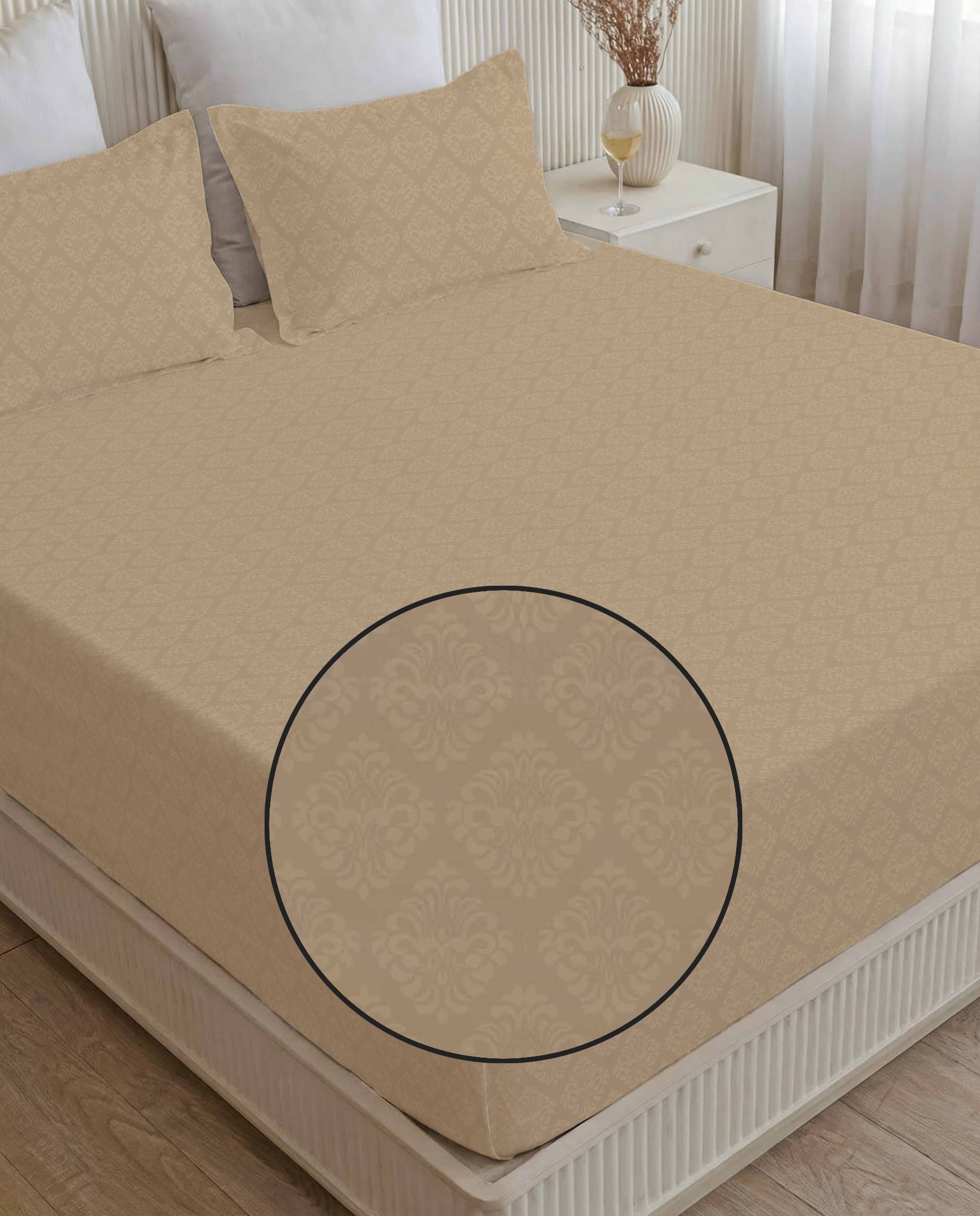 Vintage Sand King Size Embossed Bedsheet