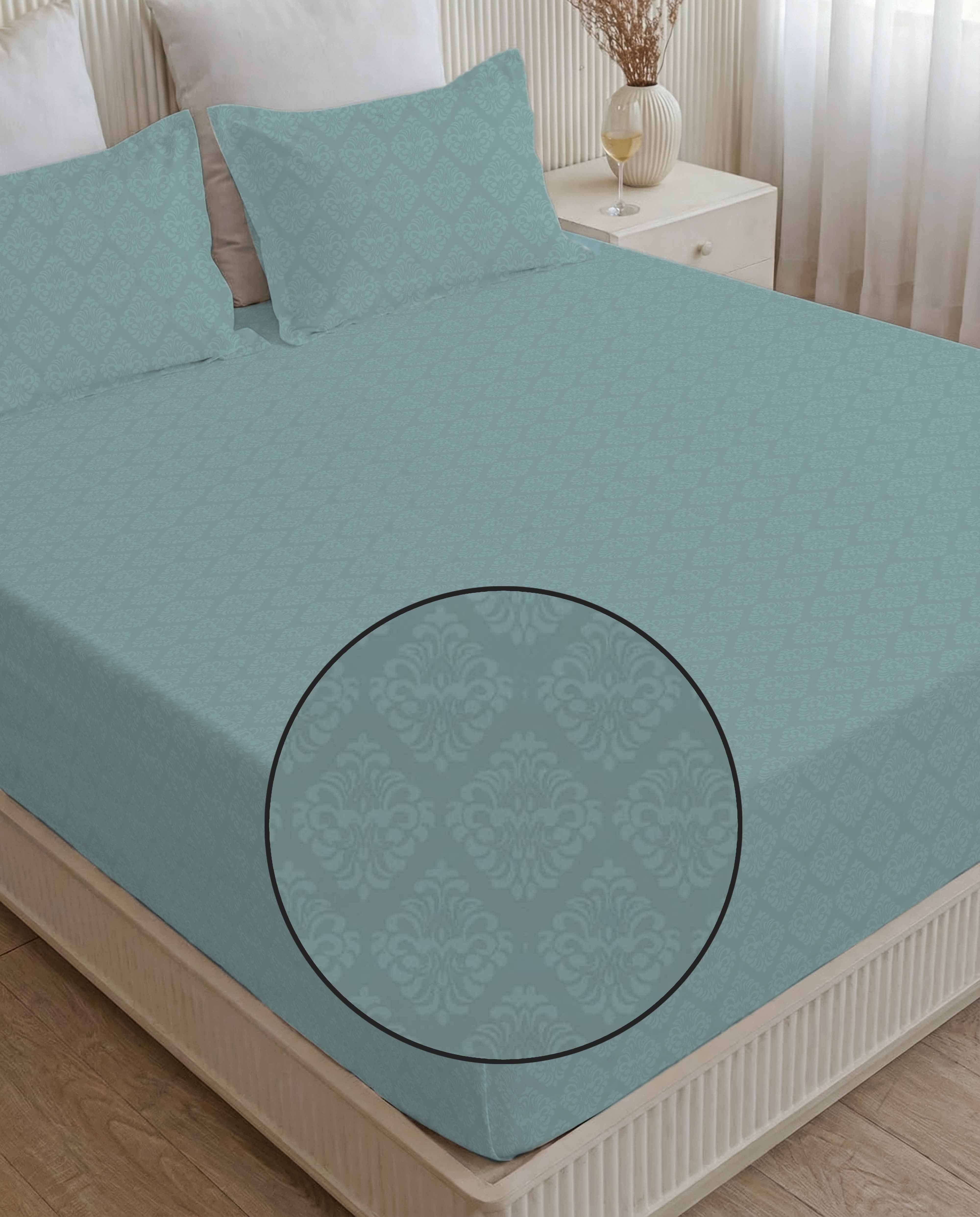 Oceanic Mist King Size Embossed Bedsheet