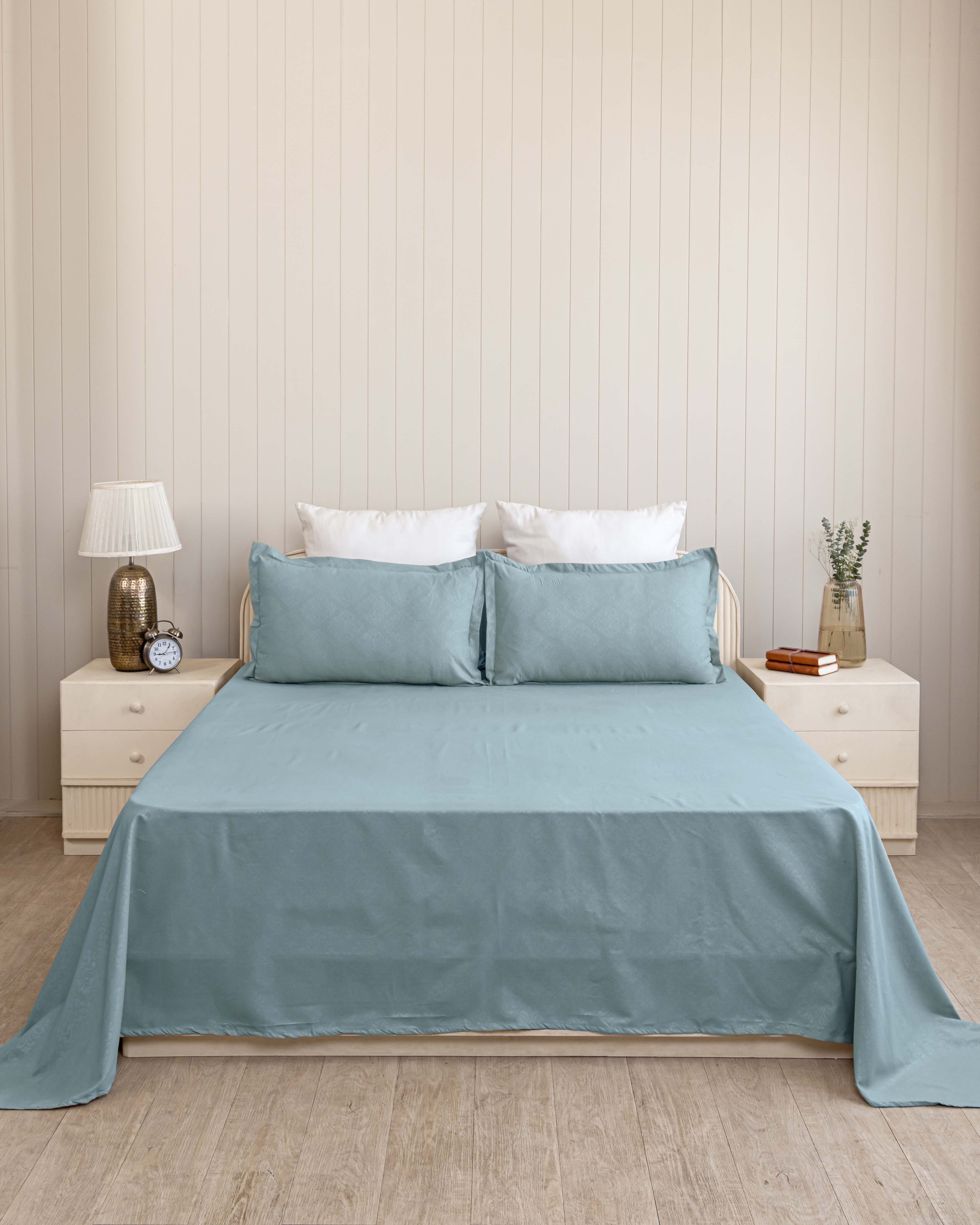 Oceanic Mist King Size Embossed Bedsheet