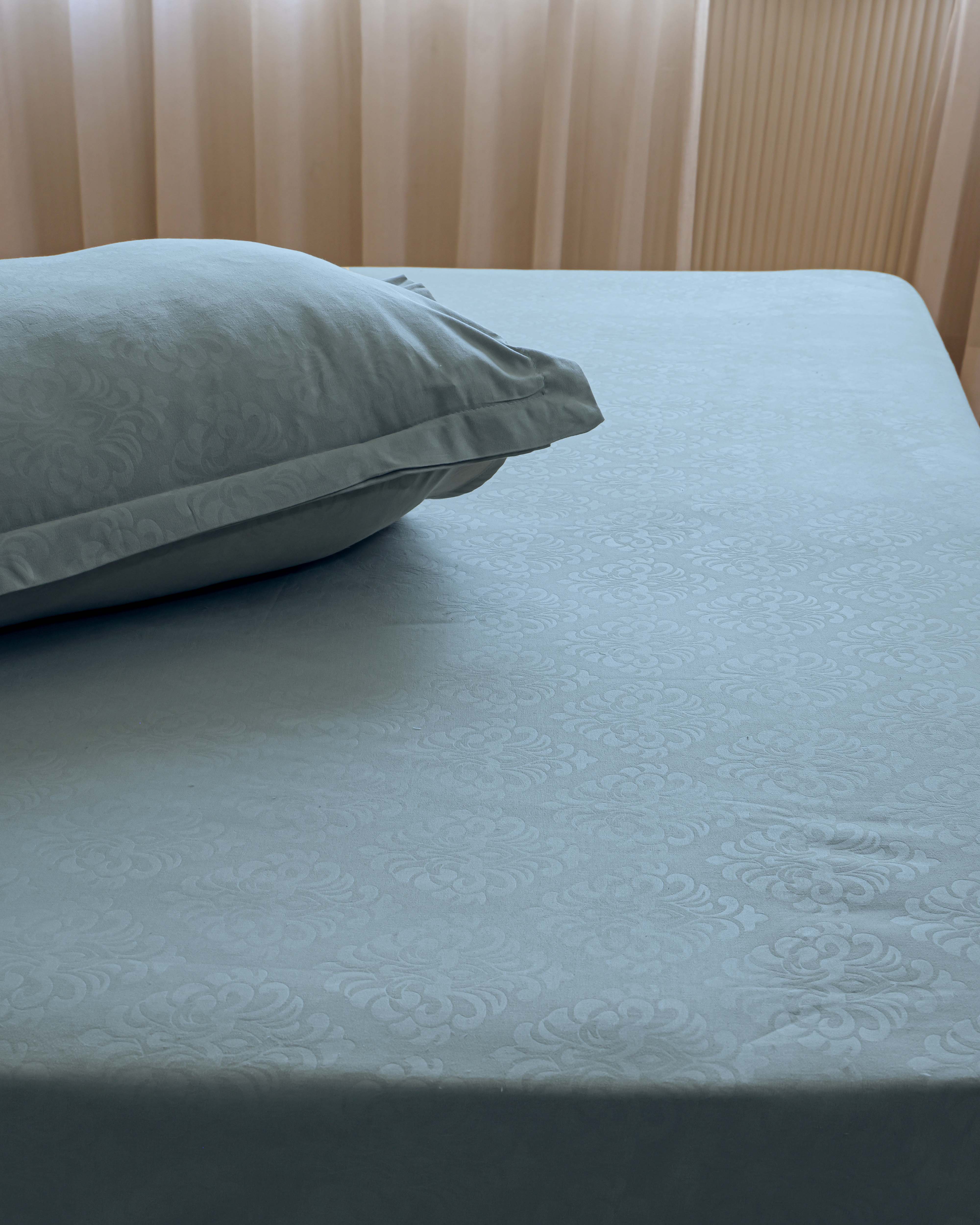 Oceanic Mist King Size Embossed Bedsheet