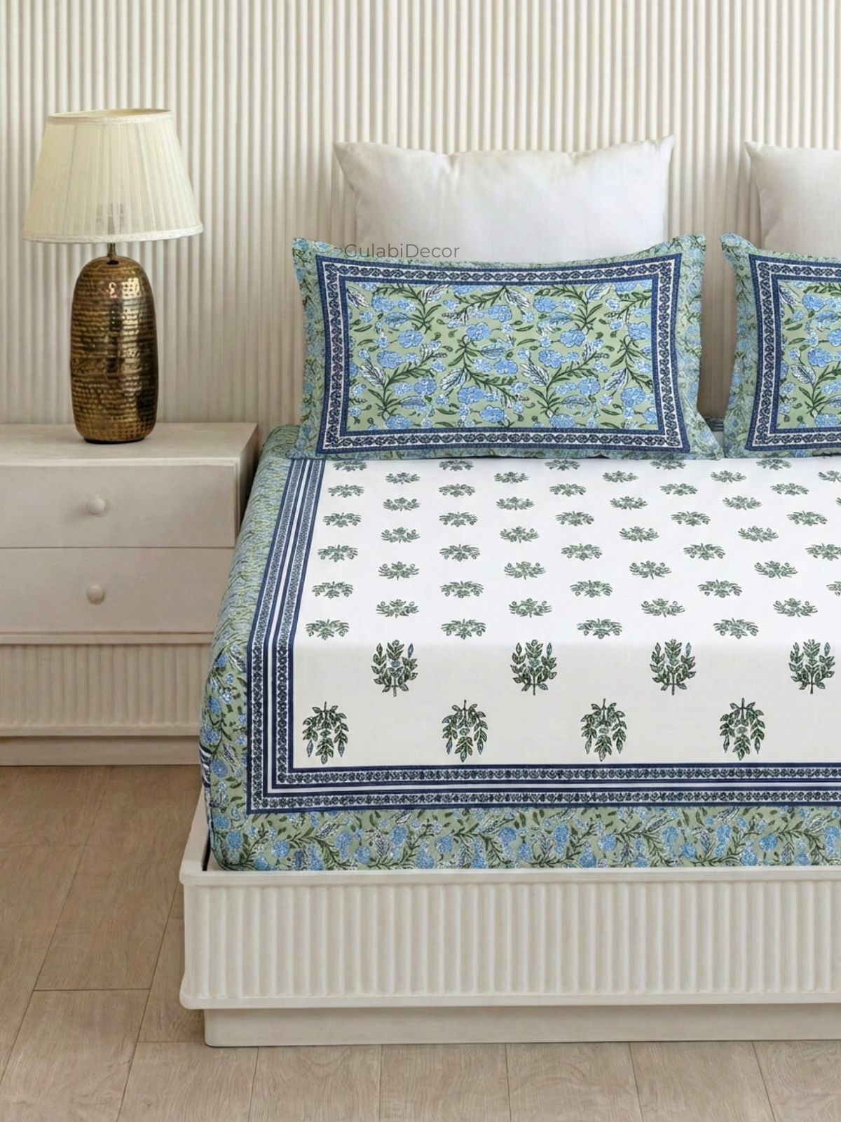 Botanical Tree Forest Green Pure Cotton King Size Bedsheet