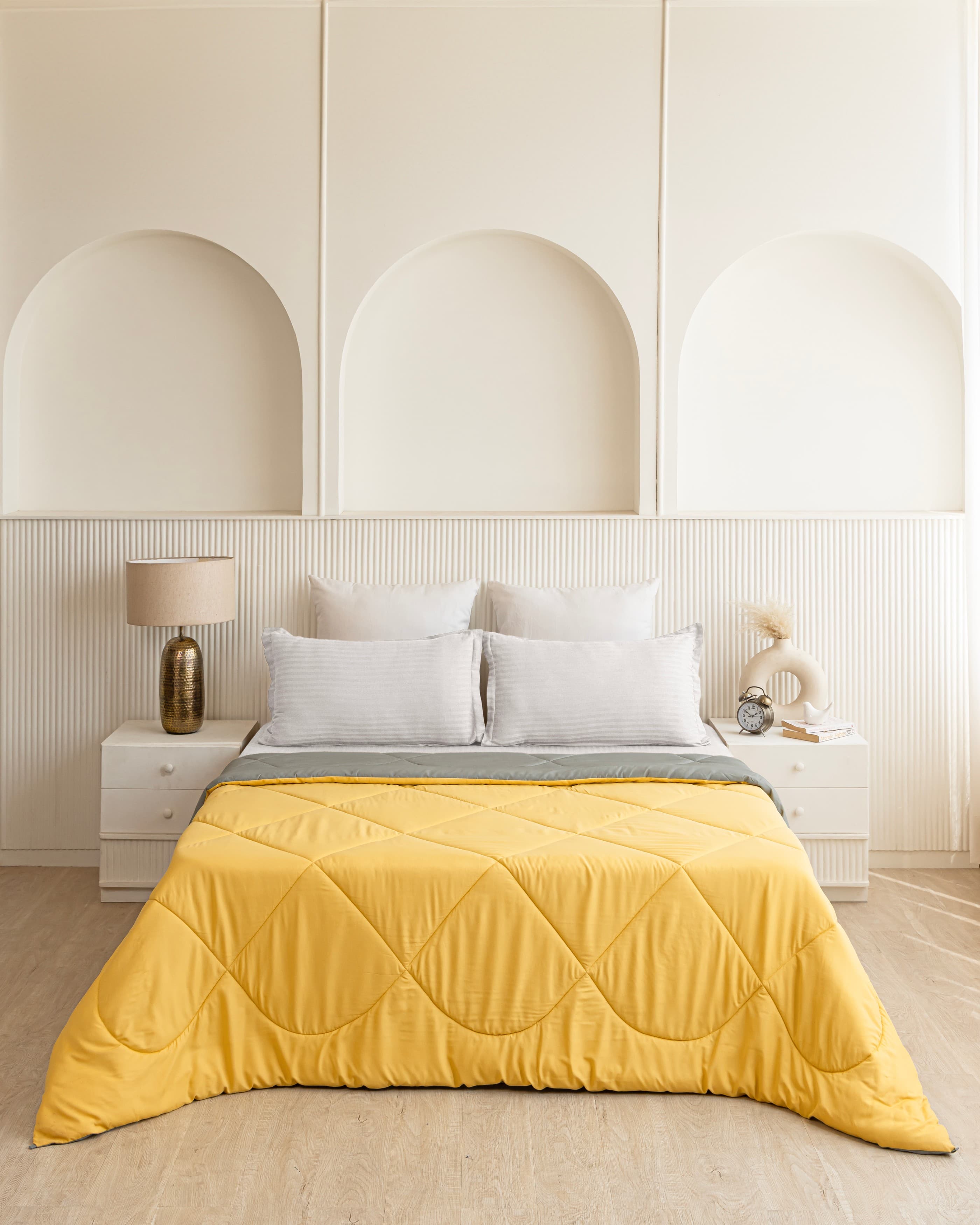Mango Yellow & Light Grey Reversible Duvet Comforter