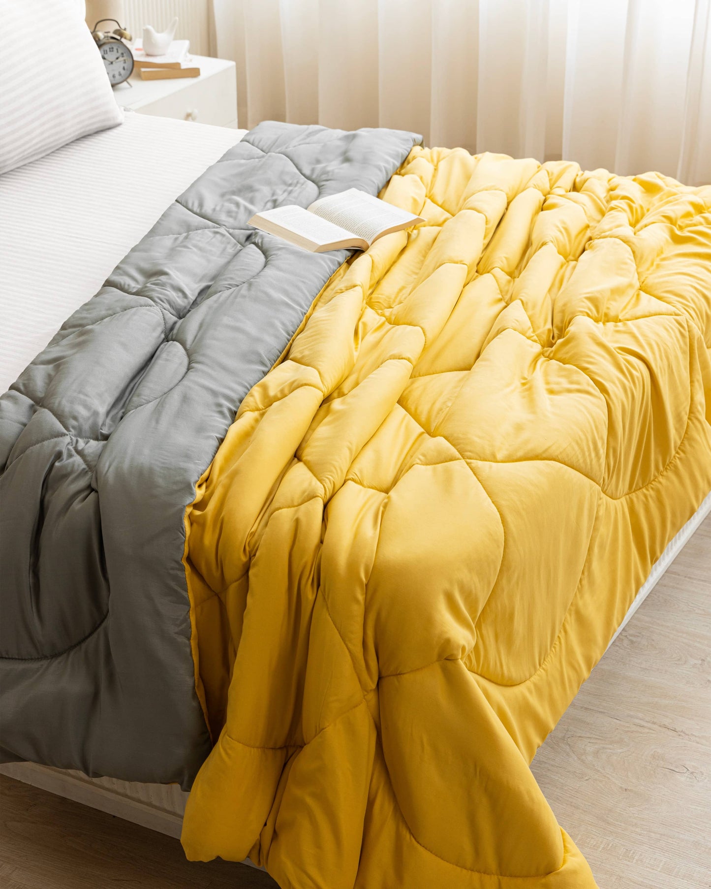 Mango Yellow & Light Grey Reversible Duvet Comforter