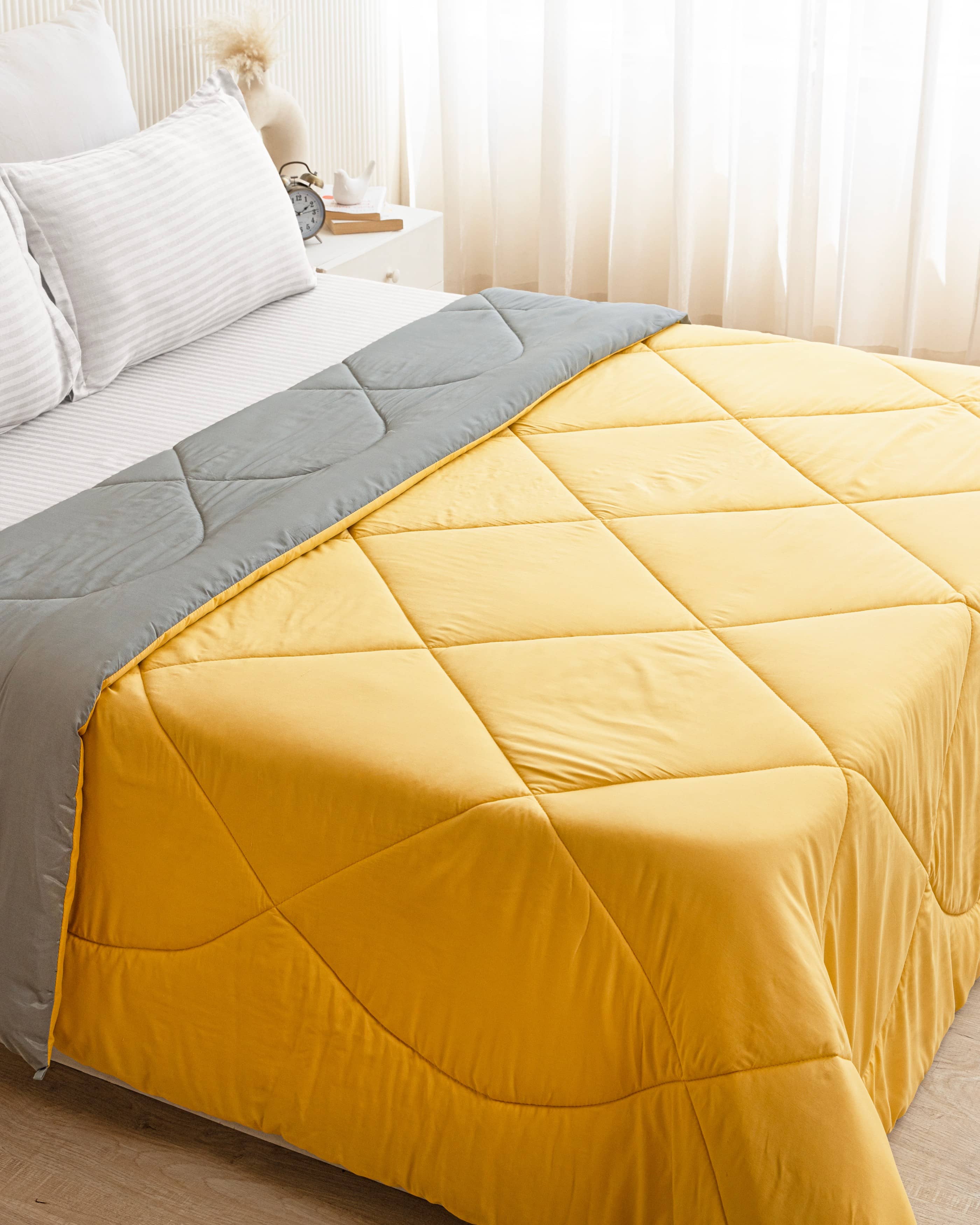 Mango Yellow & Light Grey Reversible Duvet Comforter