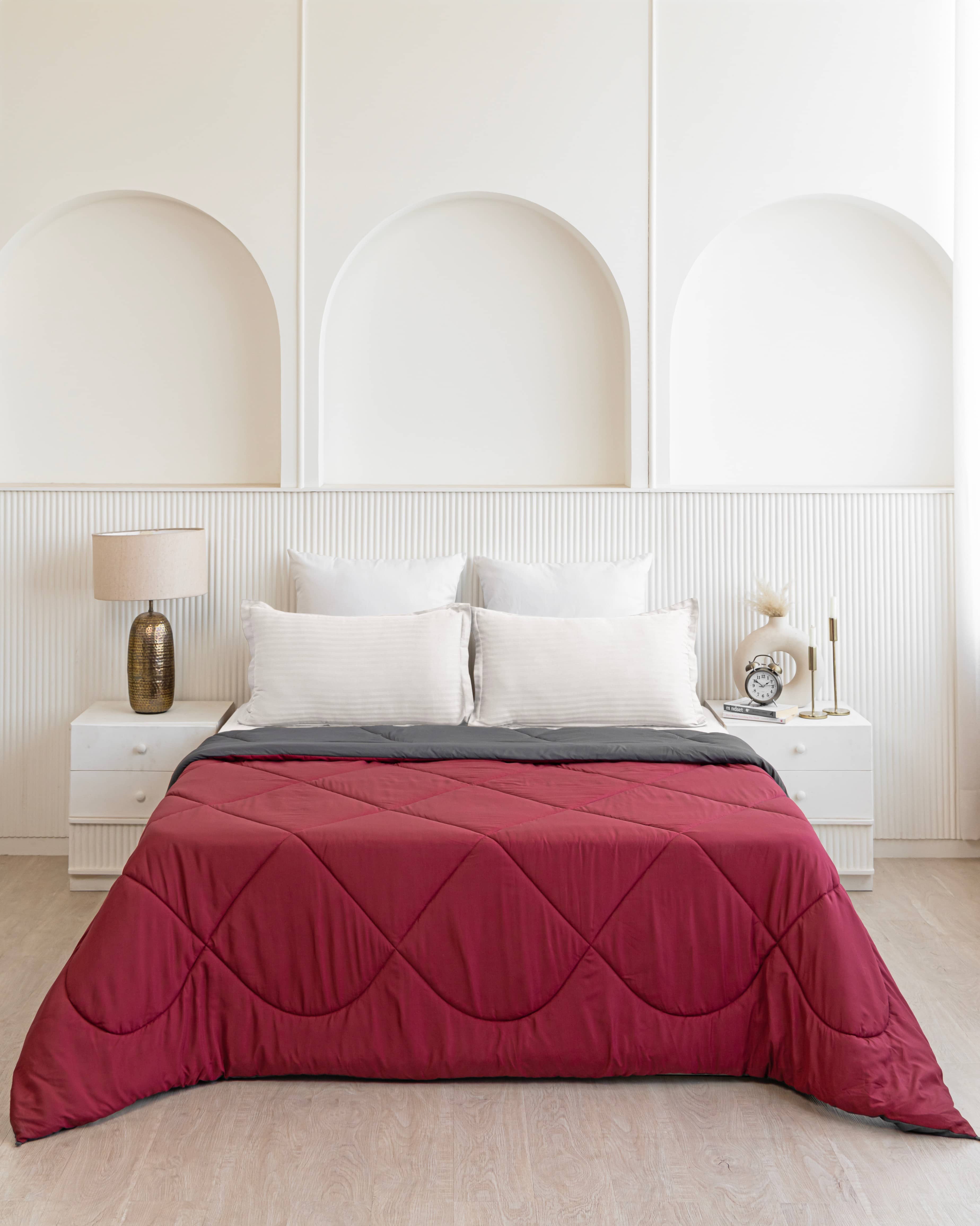 Maroon & Dark Grey Reversible Duvet Comforter
