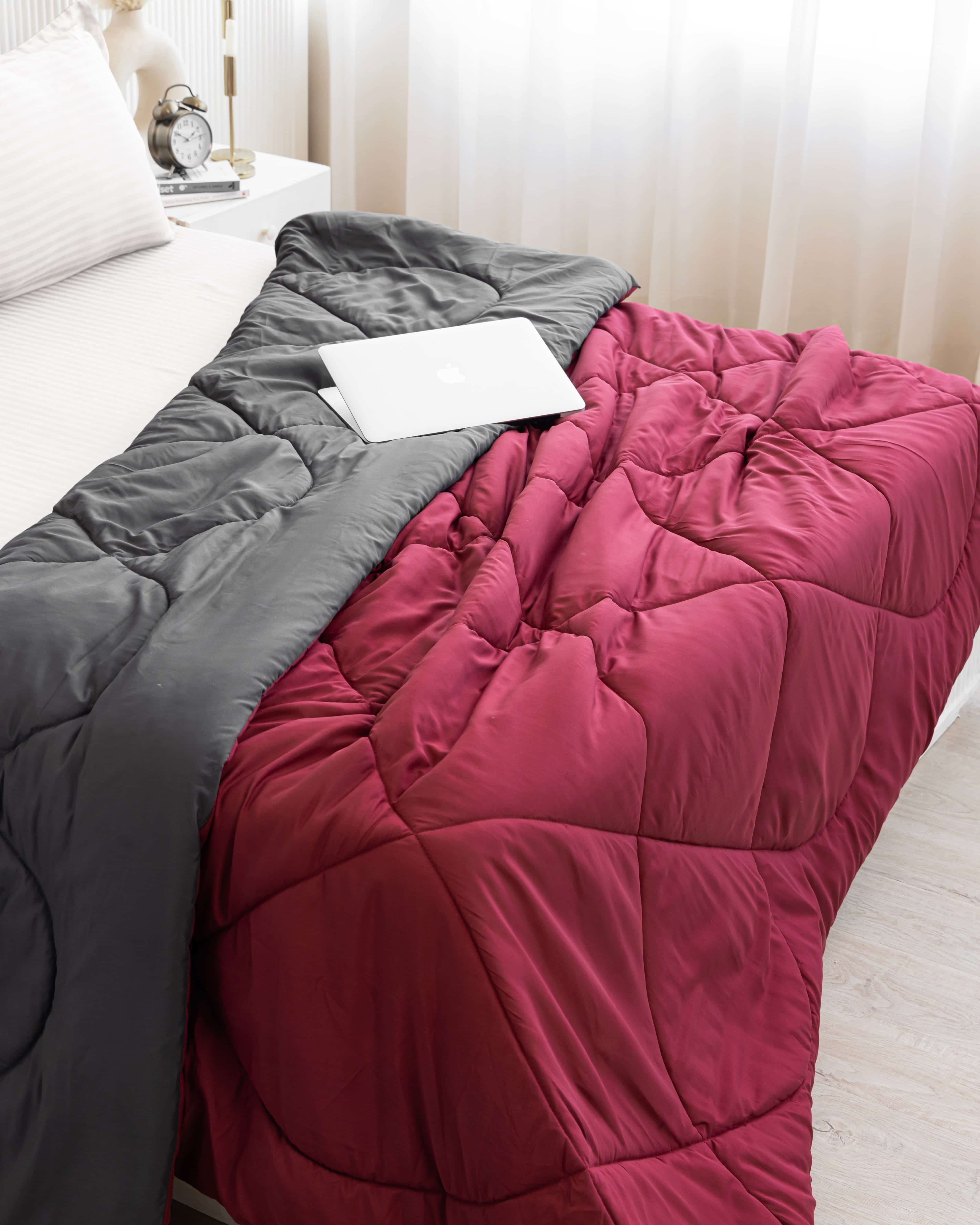 Maroon & Dark Grey Reversible Duvet Comforter
