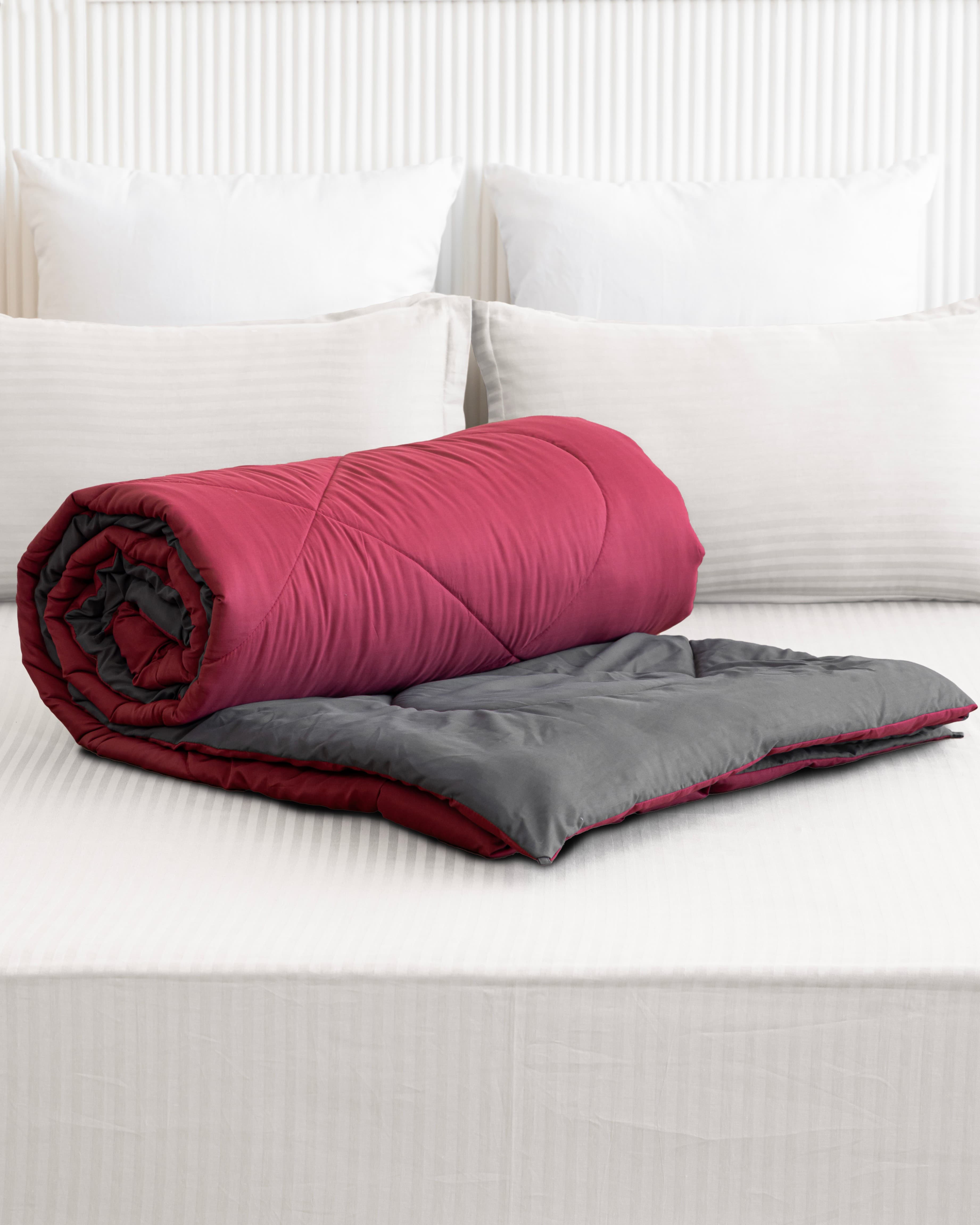 Maroon & Dark Grey Reversible Duvet AC Comforter