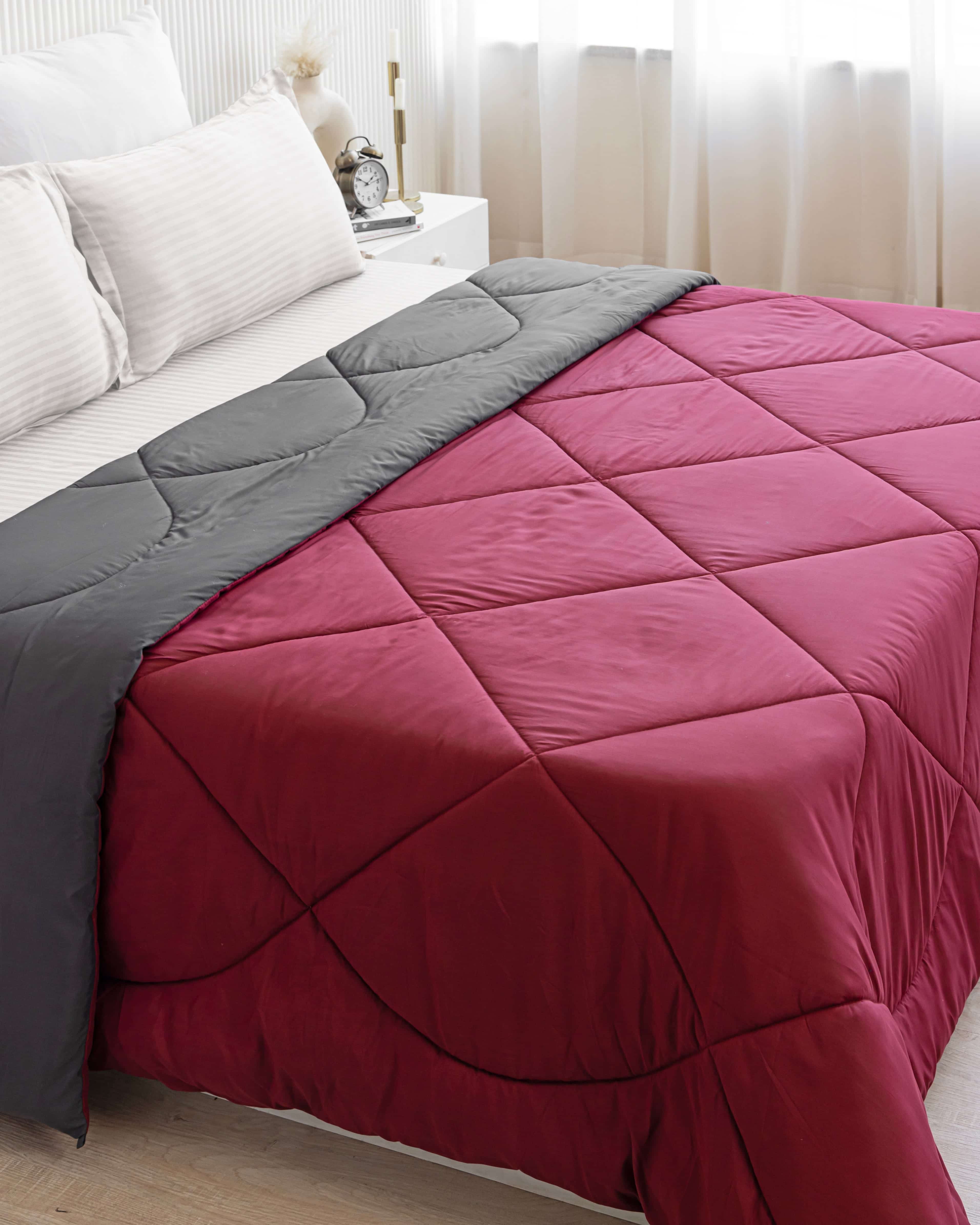 Maroon & Dark Grey Reversible Duvet AC Comforter