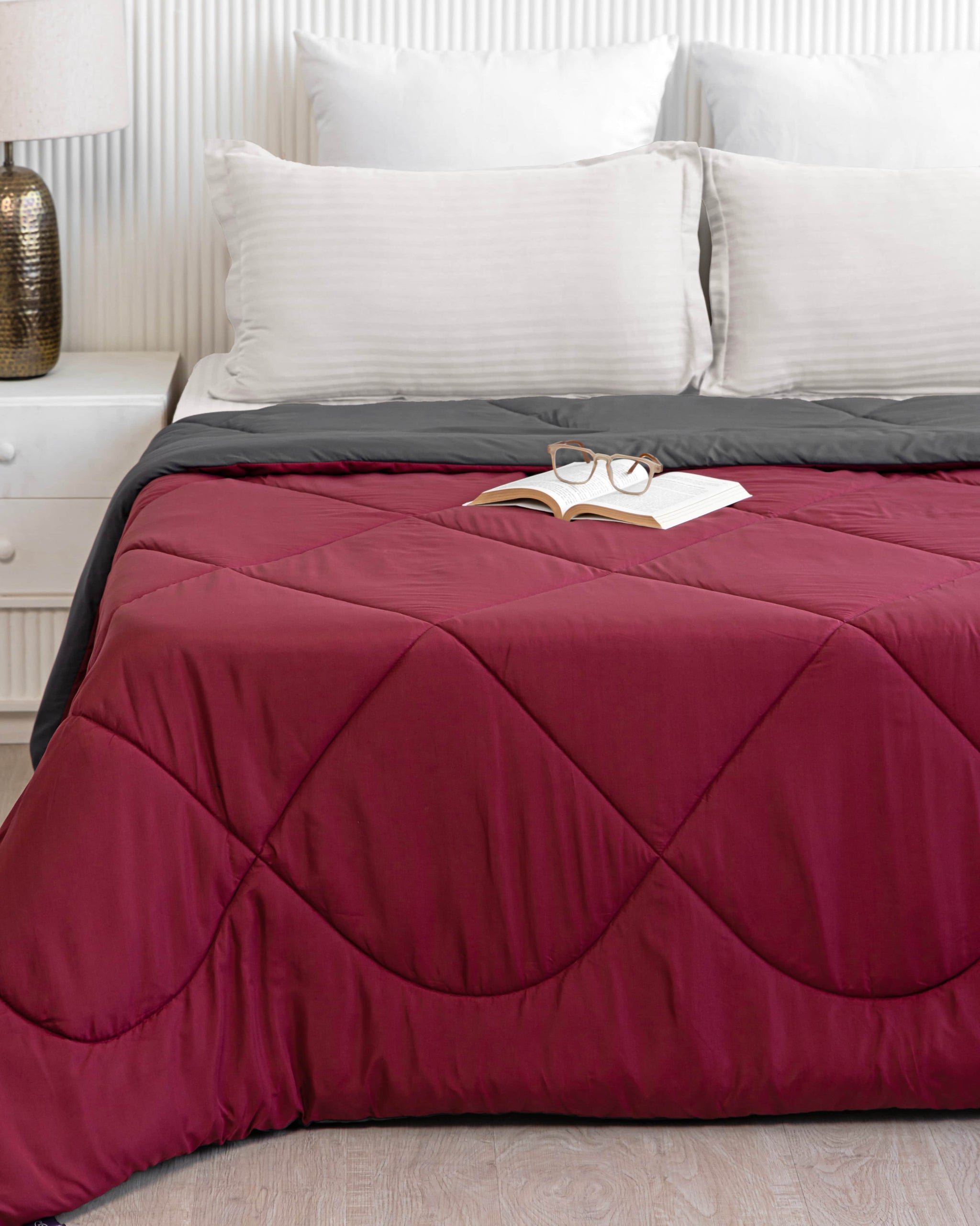 Maroon & Dark Grey Reversible Duvet Comforter