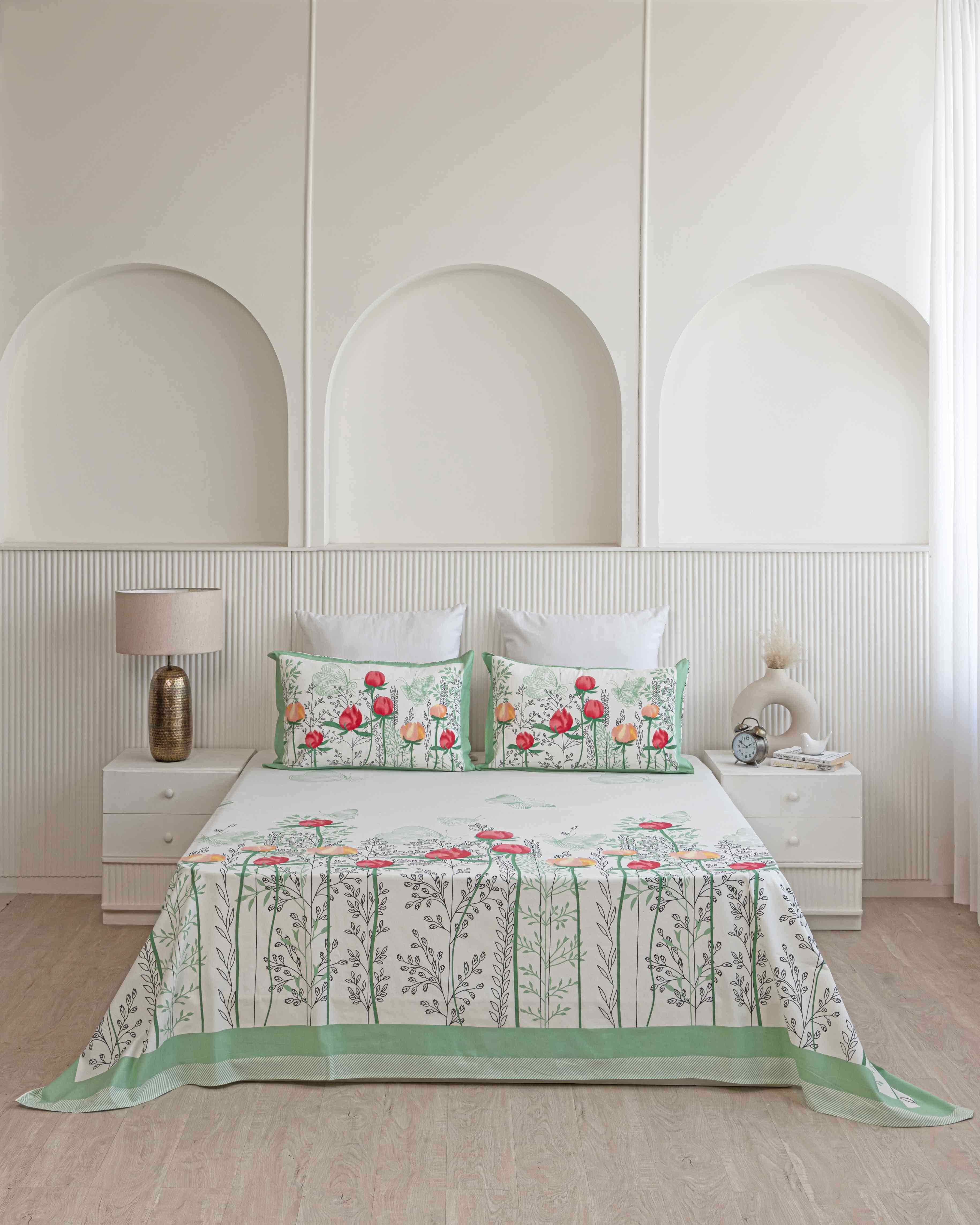 Minty Tulip Bedsheet