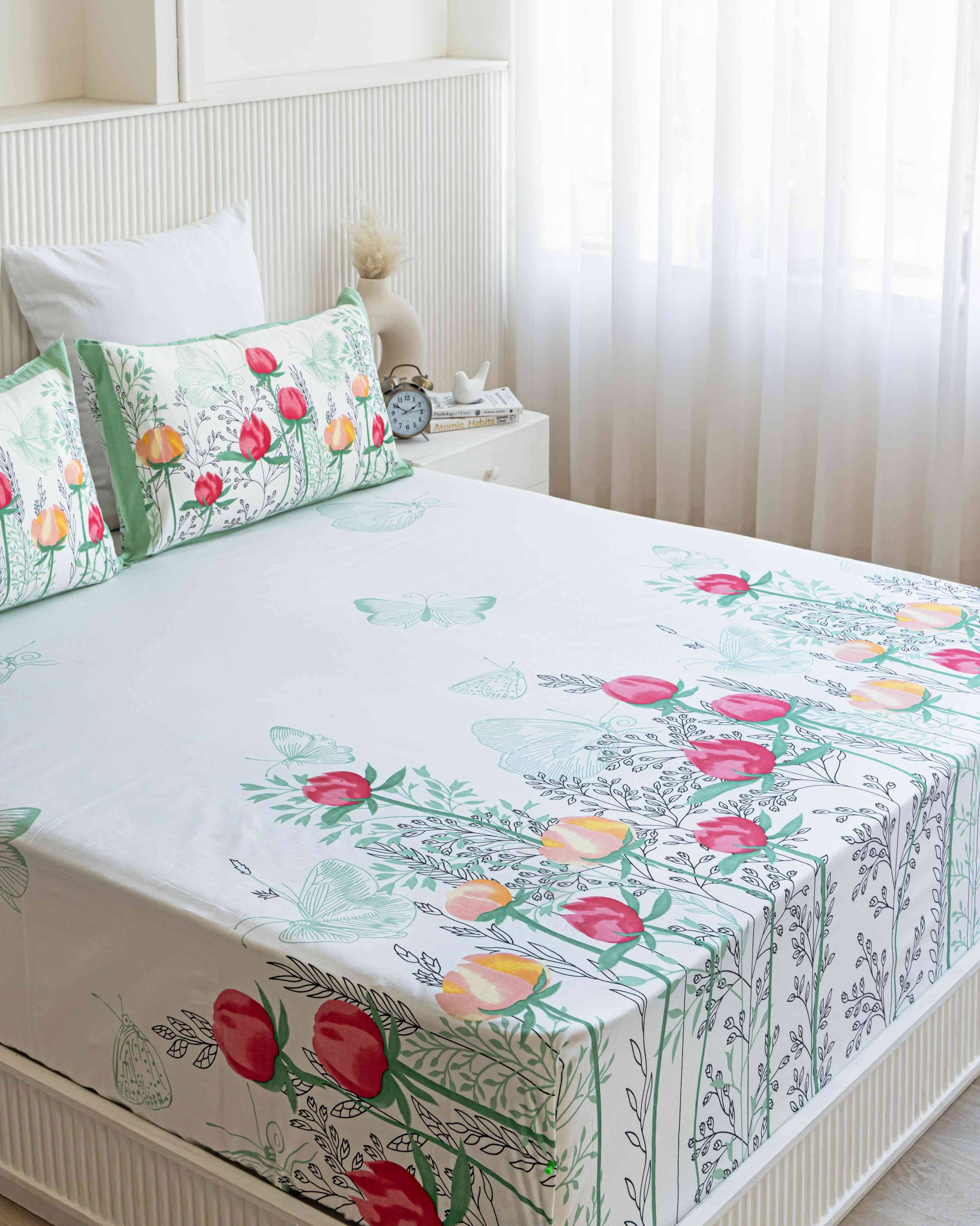 Minty Tulip Bedsheet