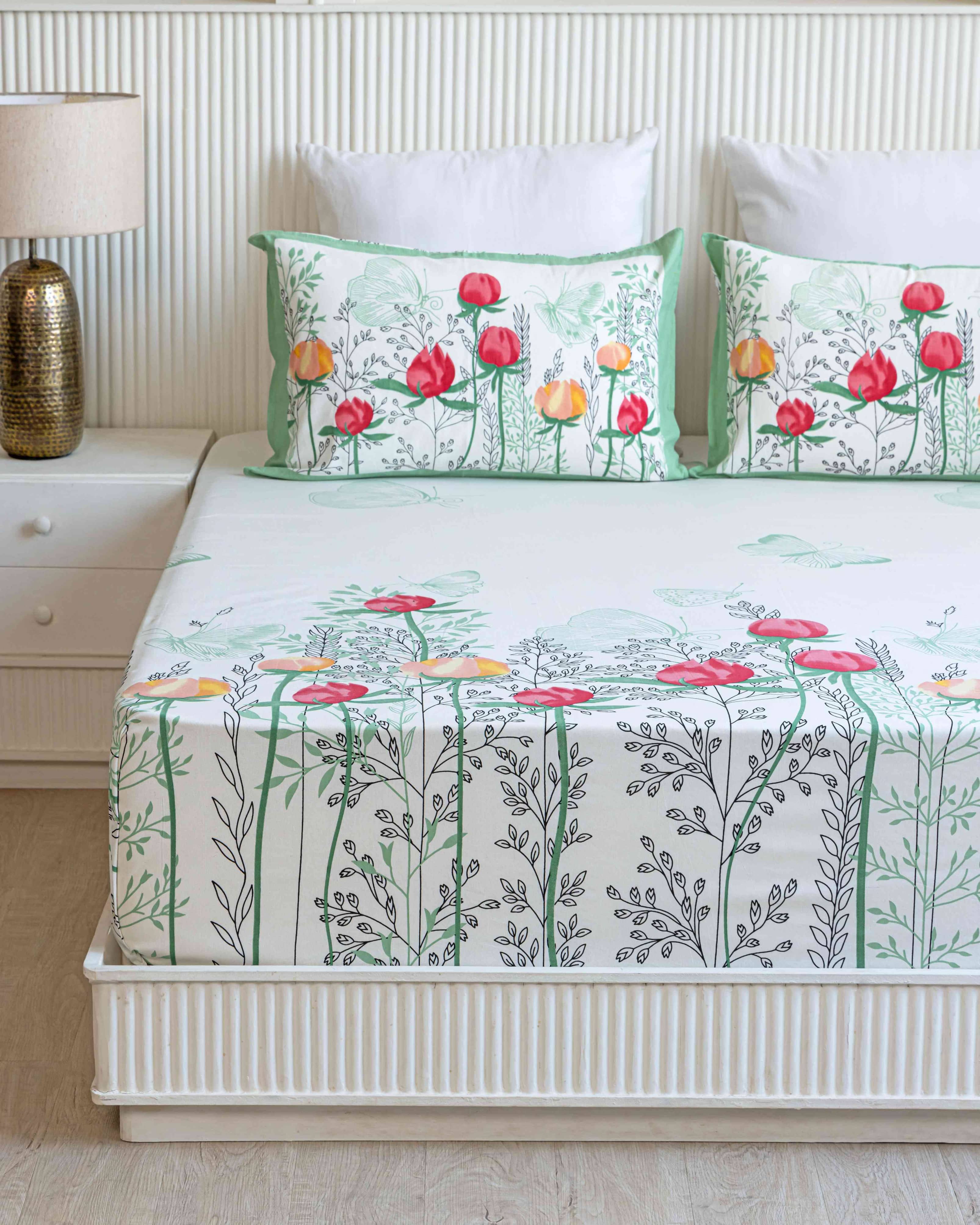 Minty Tulip Bedsheet