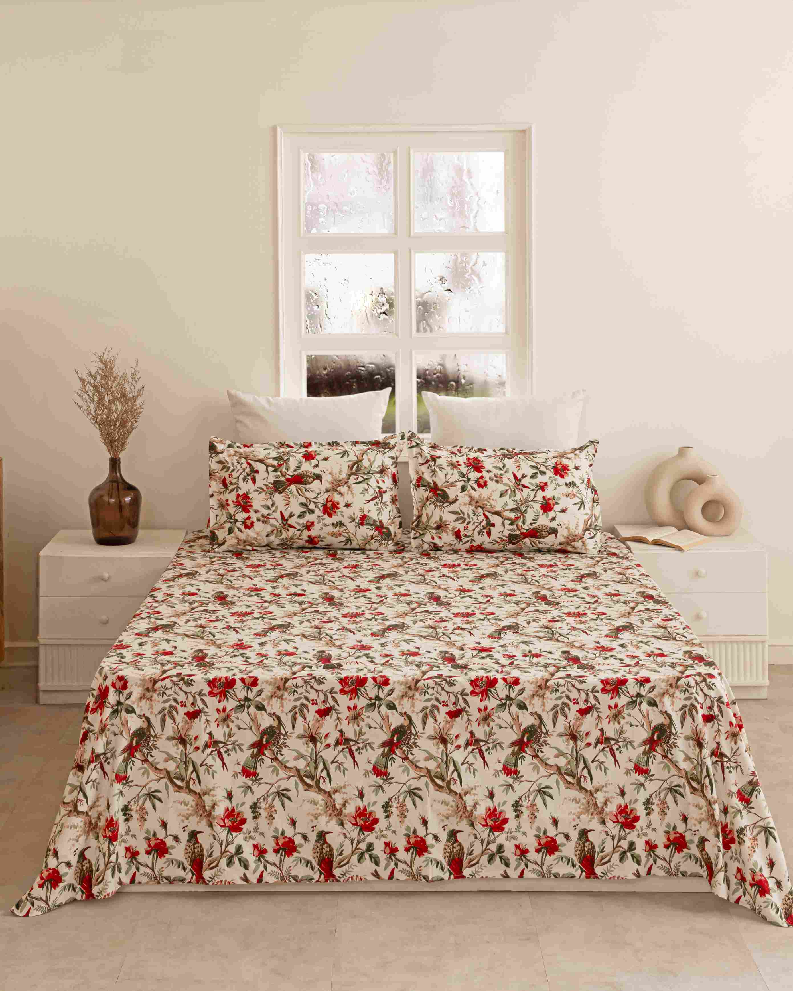 Anokhi Flamingo Print Bedsheet