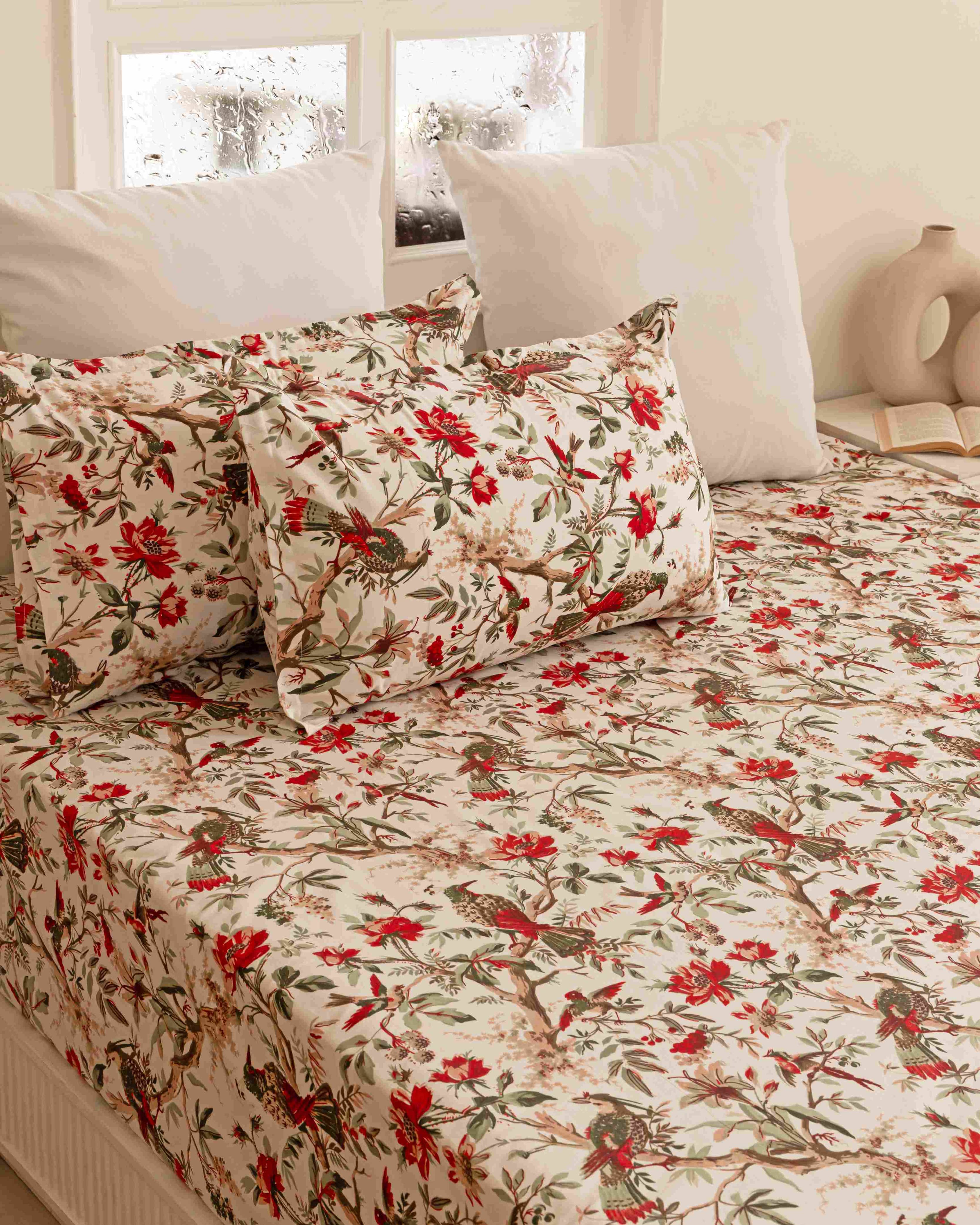 Anokhi Flamingo Print Bedsheet