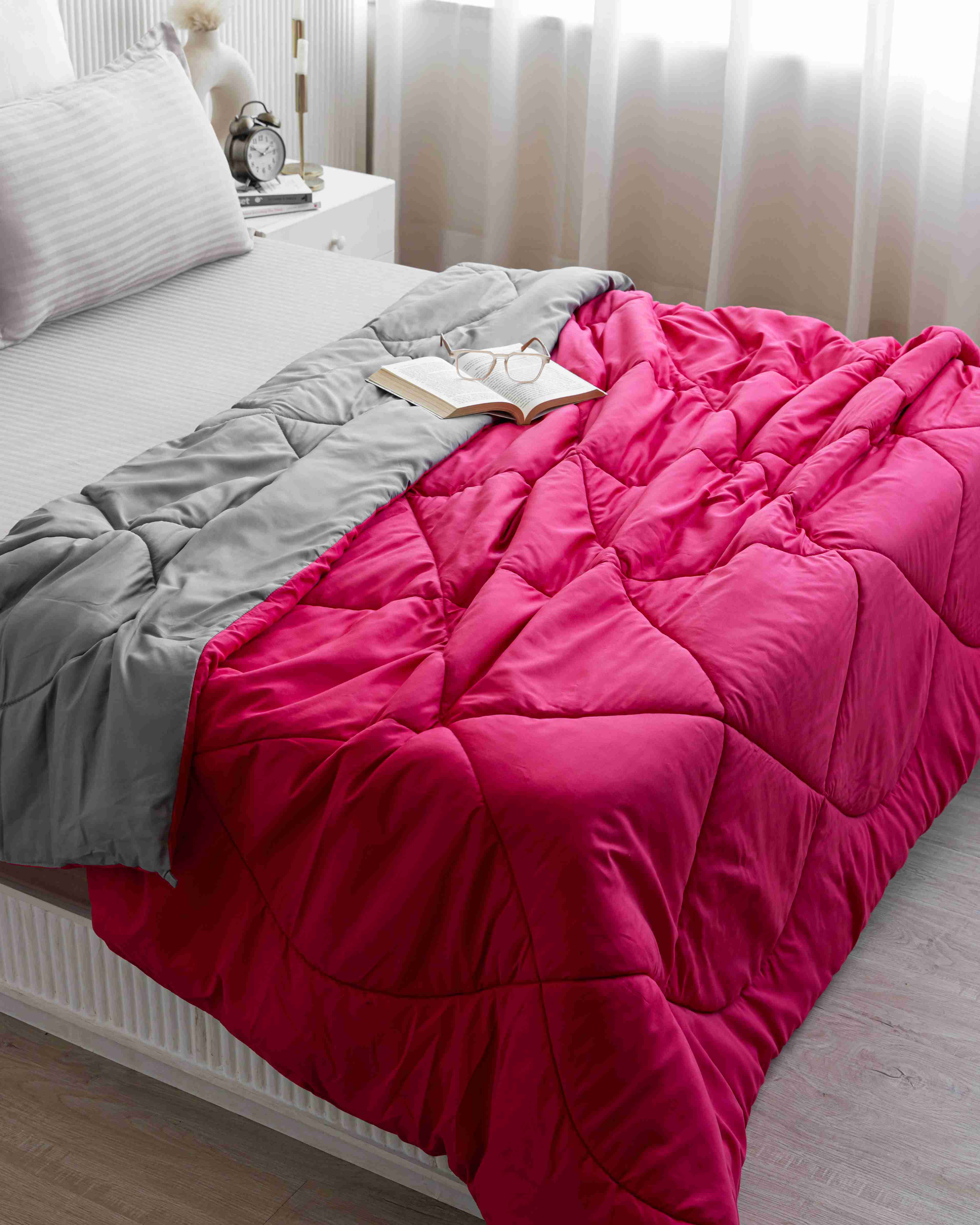 Rani Pink & Light Grey Reversible Duvet Comforter