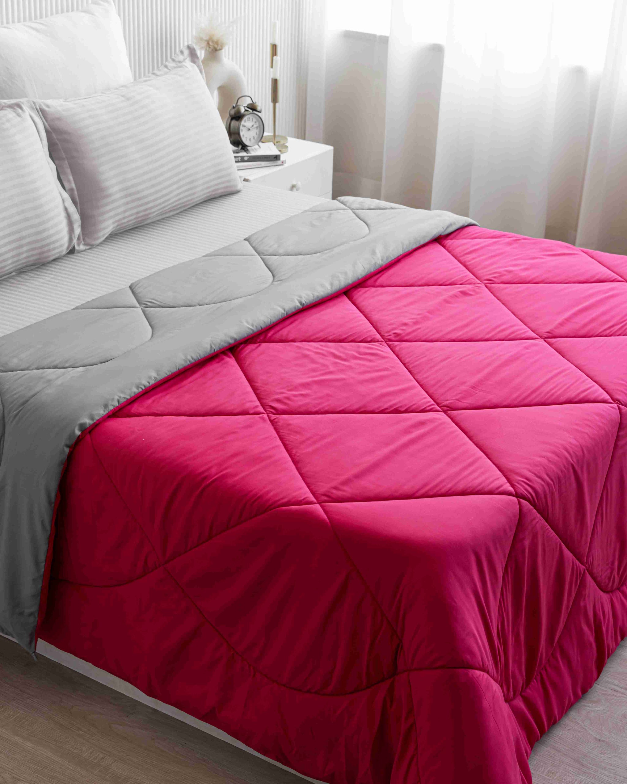 Rani Pink & Light Grey Reversible Duvet Comforter