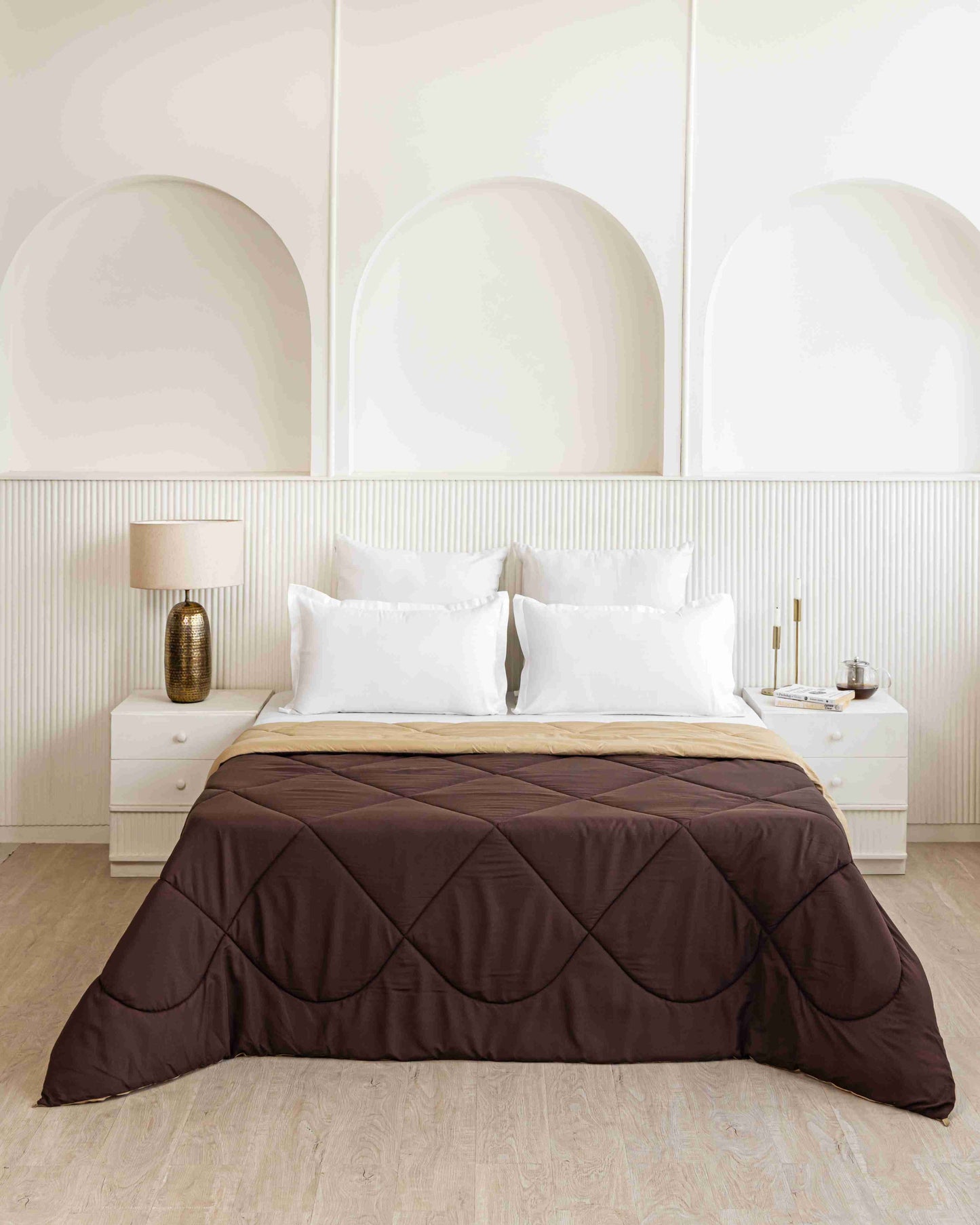 Coffee Brown & Beige Reversible Duvet Comforter