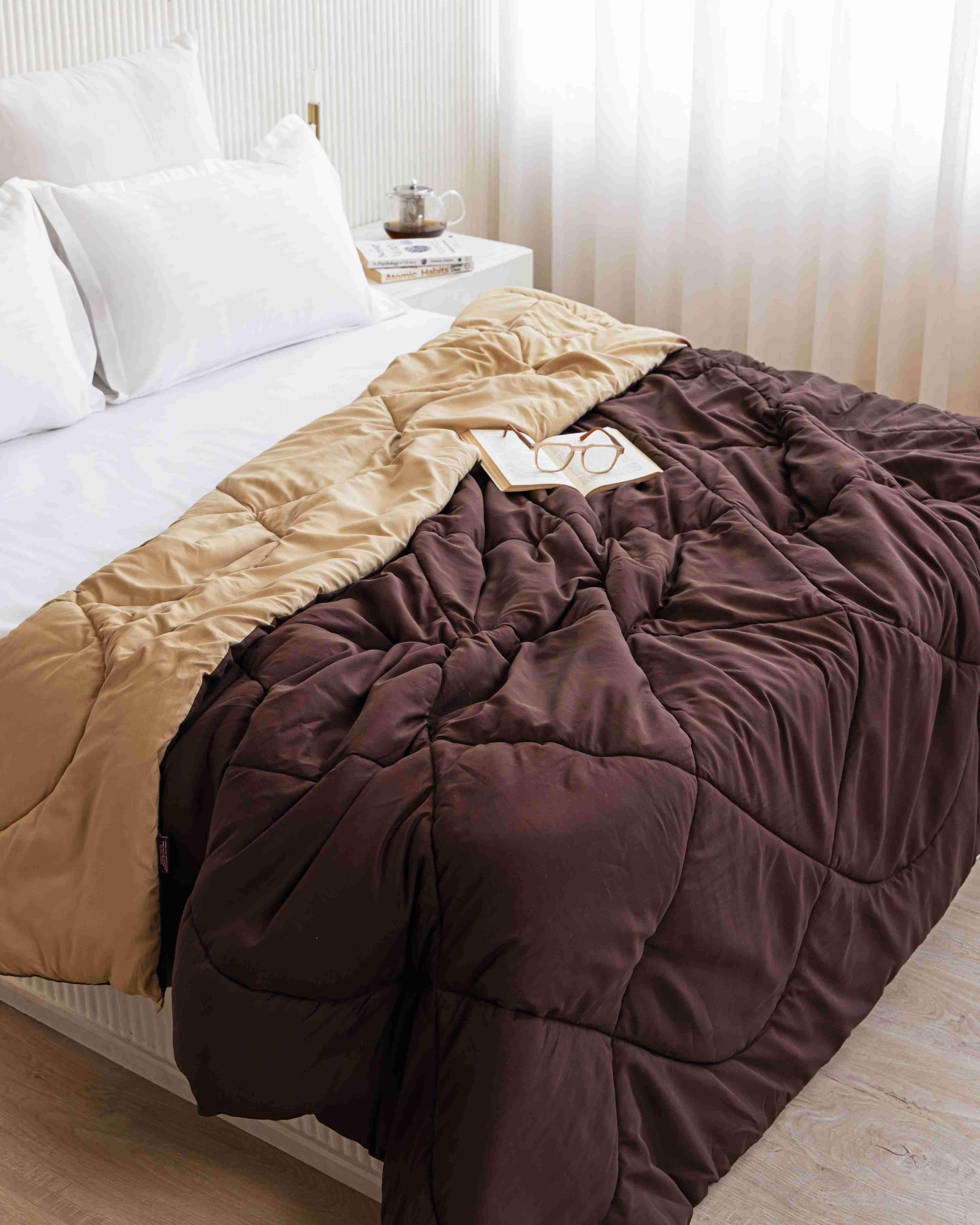 Coffee Brown & Beige Reversible Duvet Comforter