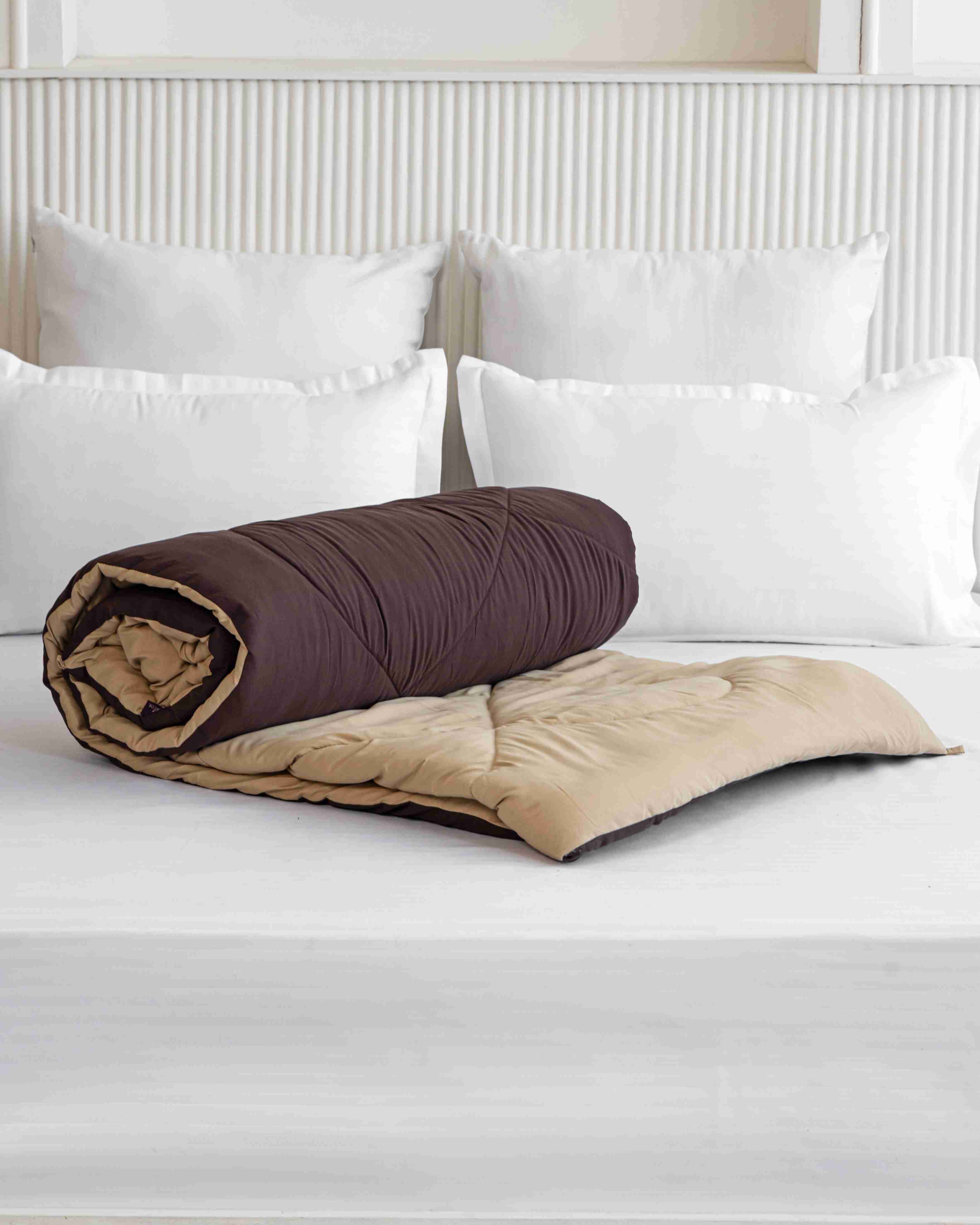 Coffee Brown & Beige Reversible Duvet Comforter
