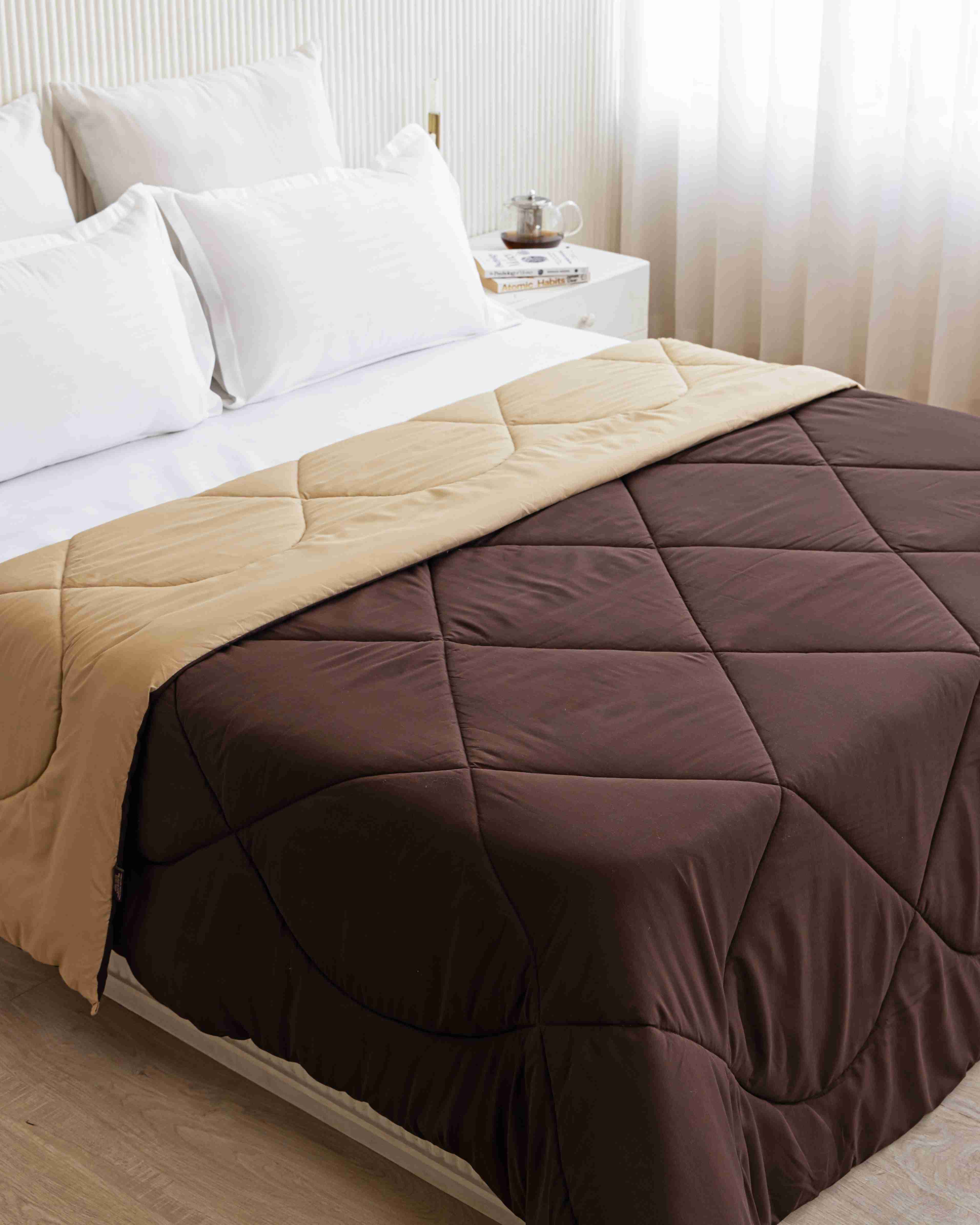 Coffee Brown & Beige Reversible Duvet Comforter