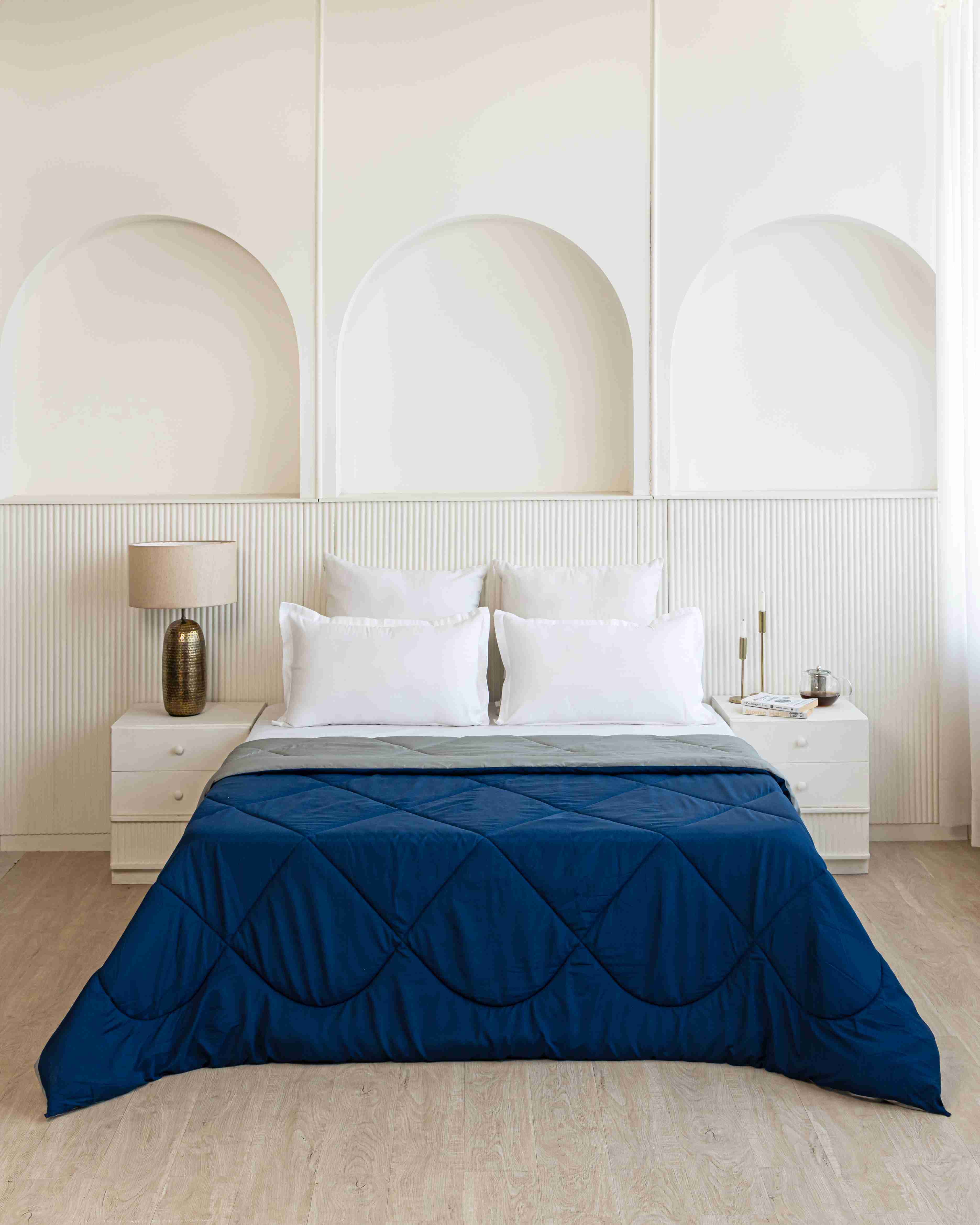 Navy Blue & Light Grey Reversible Duvet Comforter