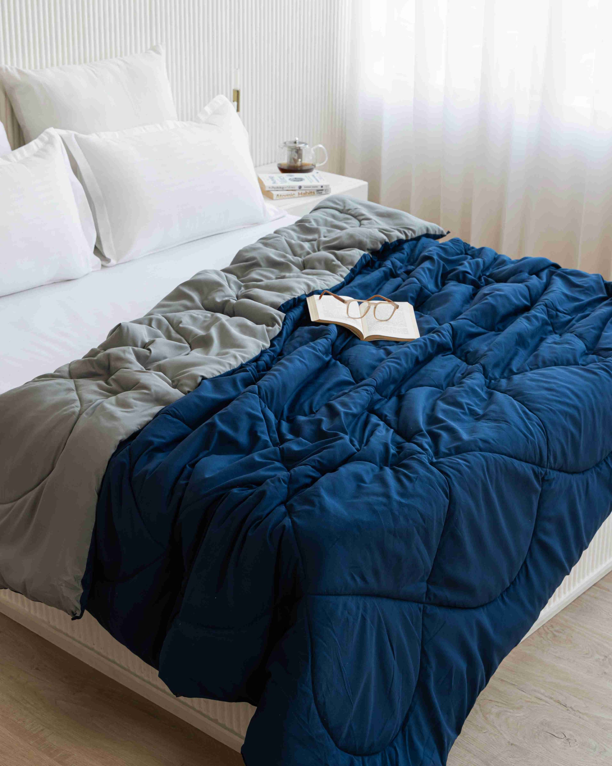 Navy Blue & Light Grey Reversible Duvet Comforter