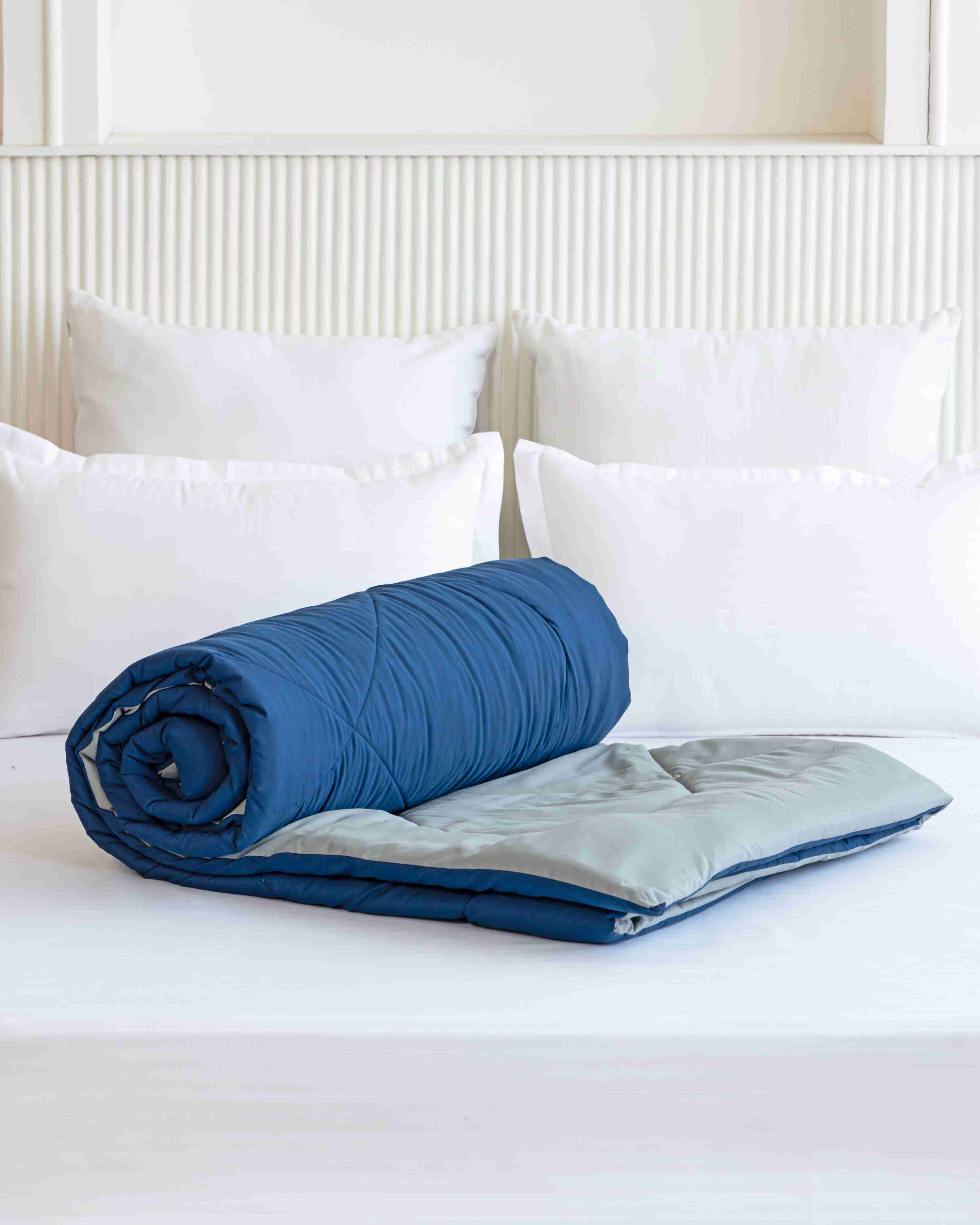 Navy Blue & Light Grey Reversible Duvet AC Comforter