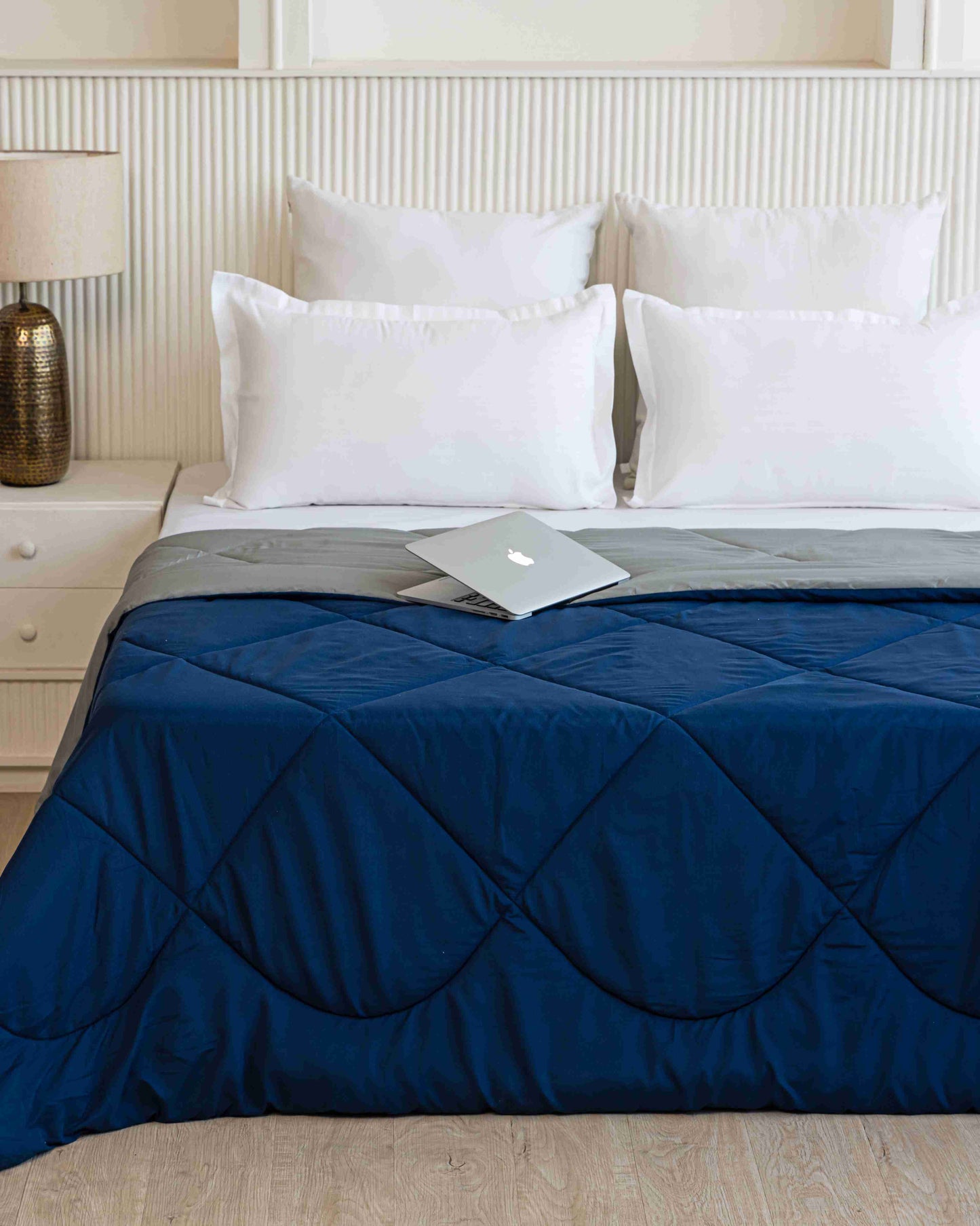 Navy Blue & Light Grey Reversible Duvet Comforter