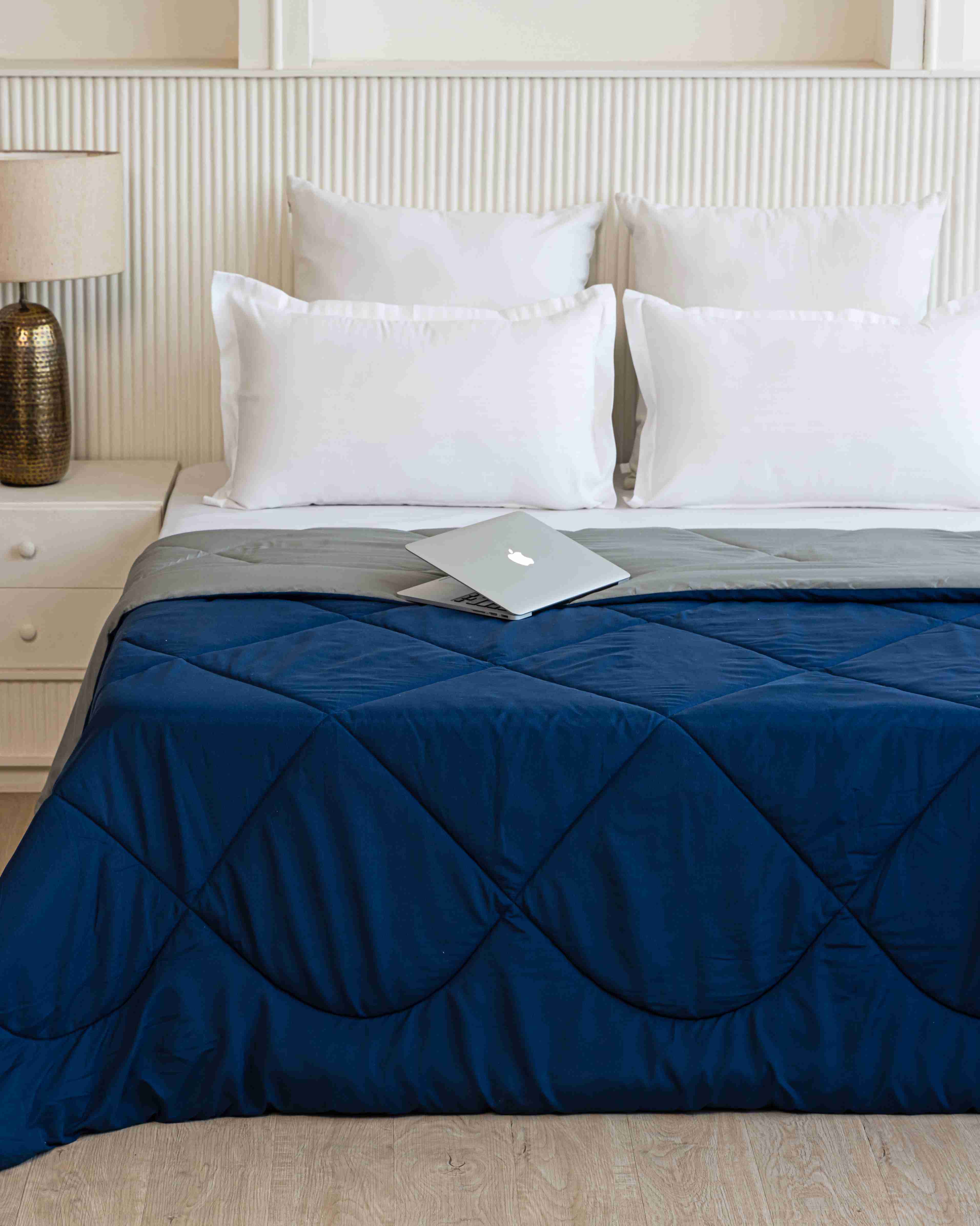 Navy Blue & Light Grey Reversible Duvet AC Comforter