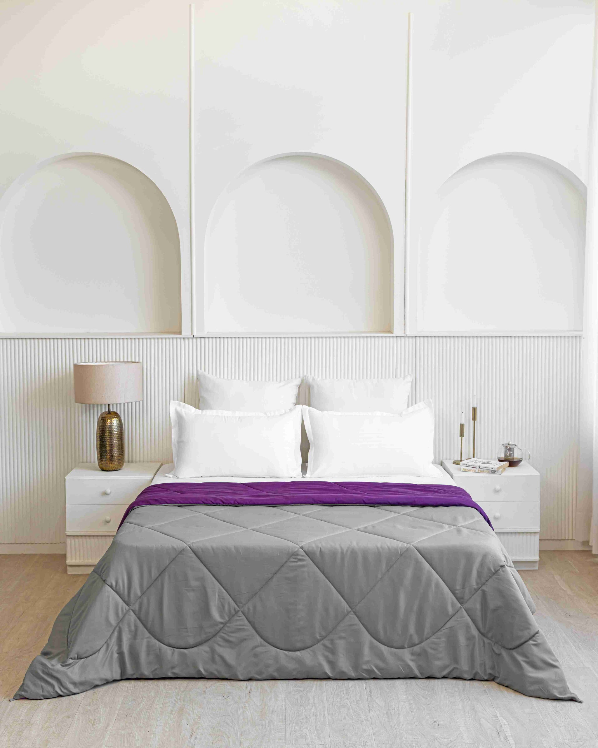 Purple & Light Grey Reversible Duvet Comforter