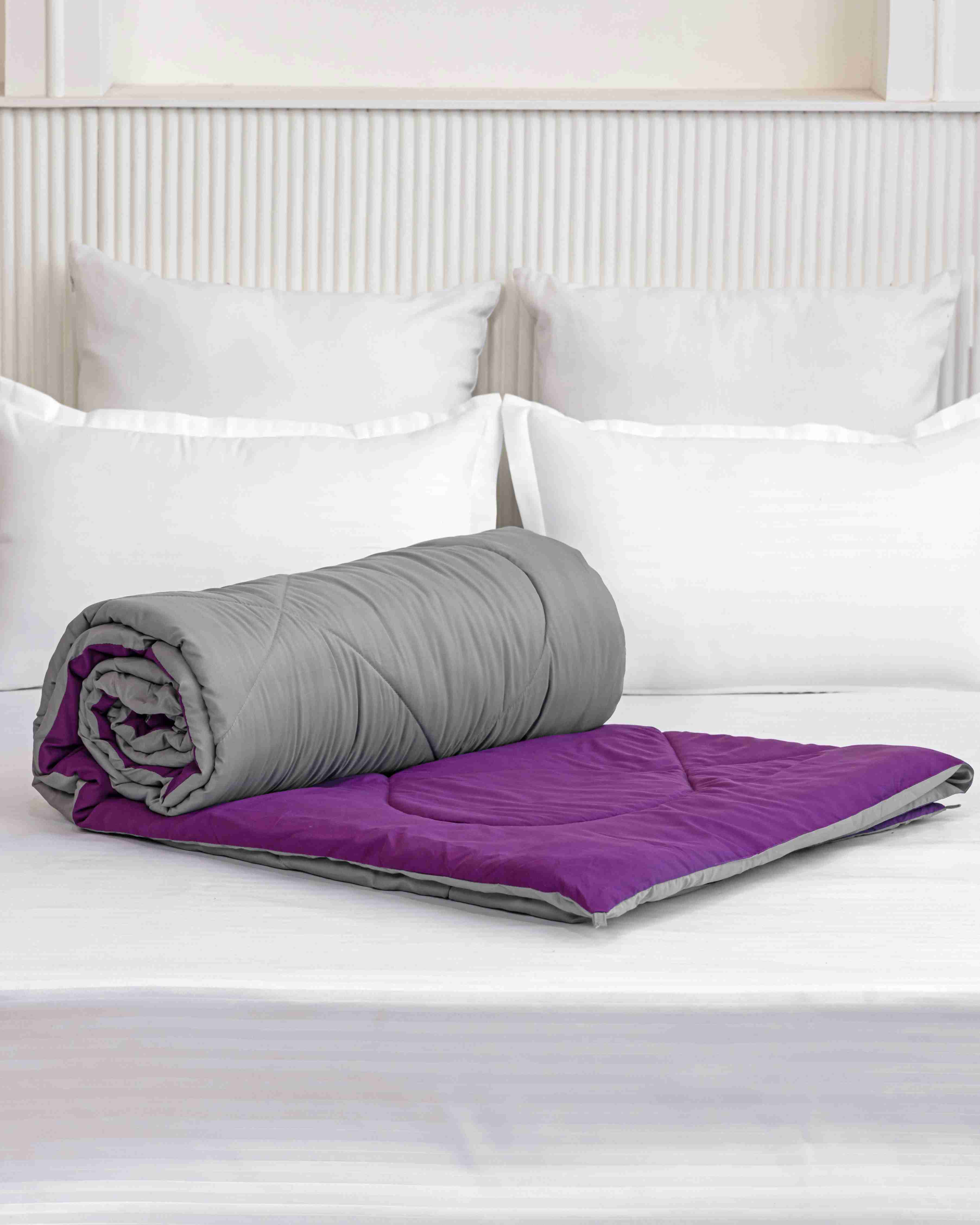 Purple & Light Grey Reversible Duvet Comforter