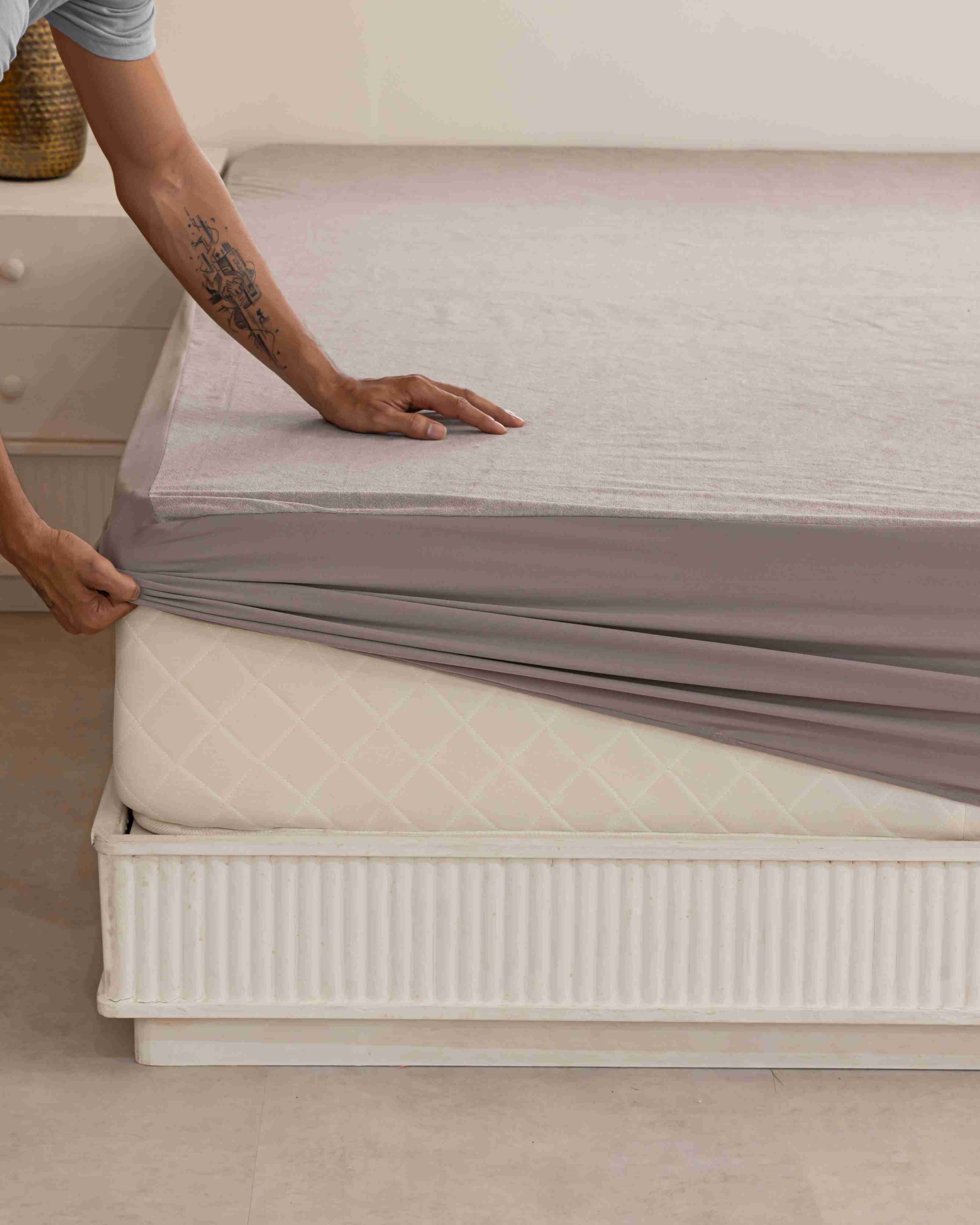 Grey Water Proof Mattress Protector