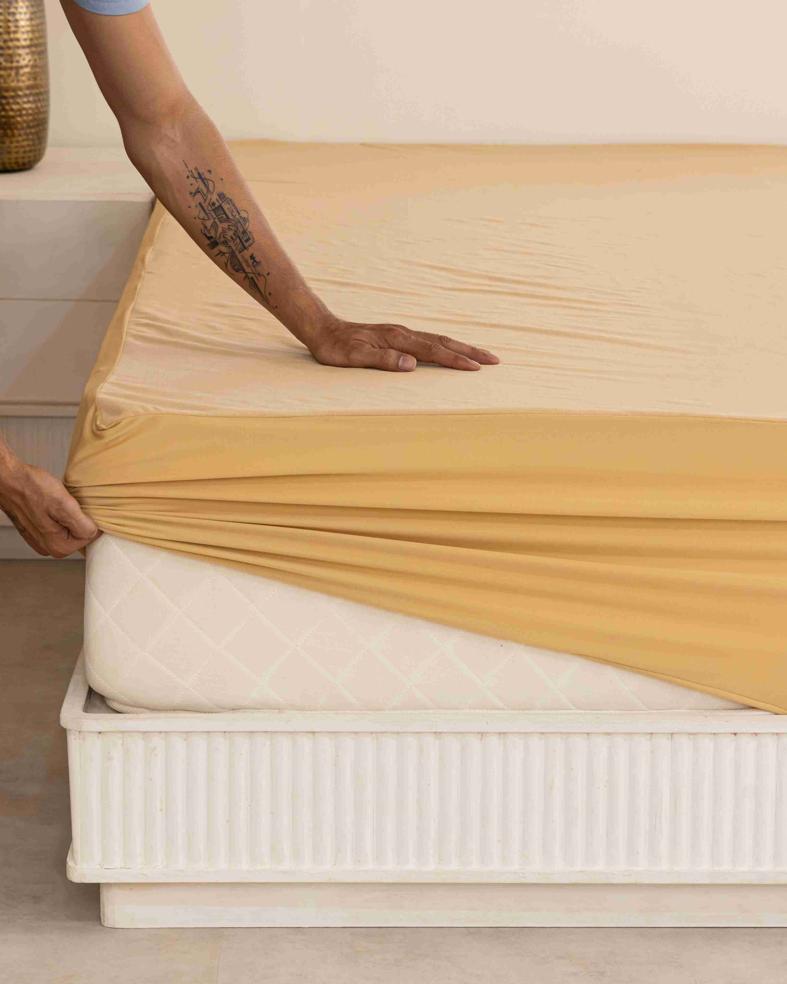Beige Water Proof Mattress Protector