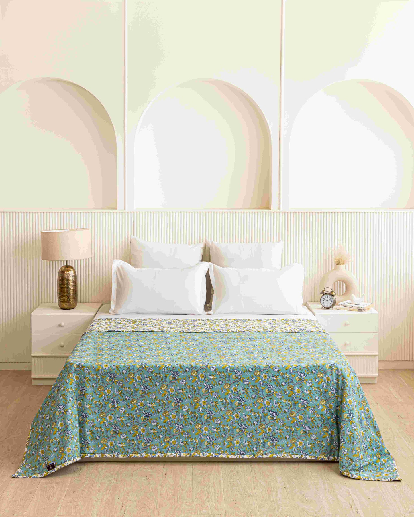 Aqua Green & White Reversible Dohar