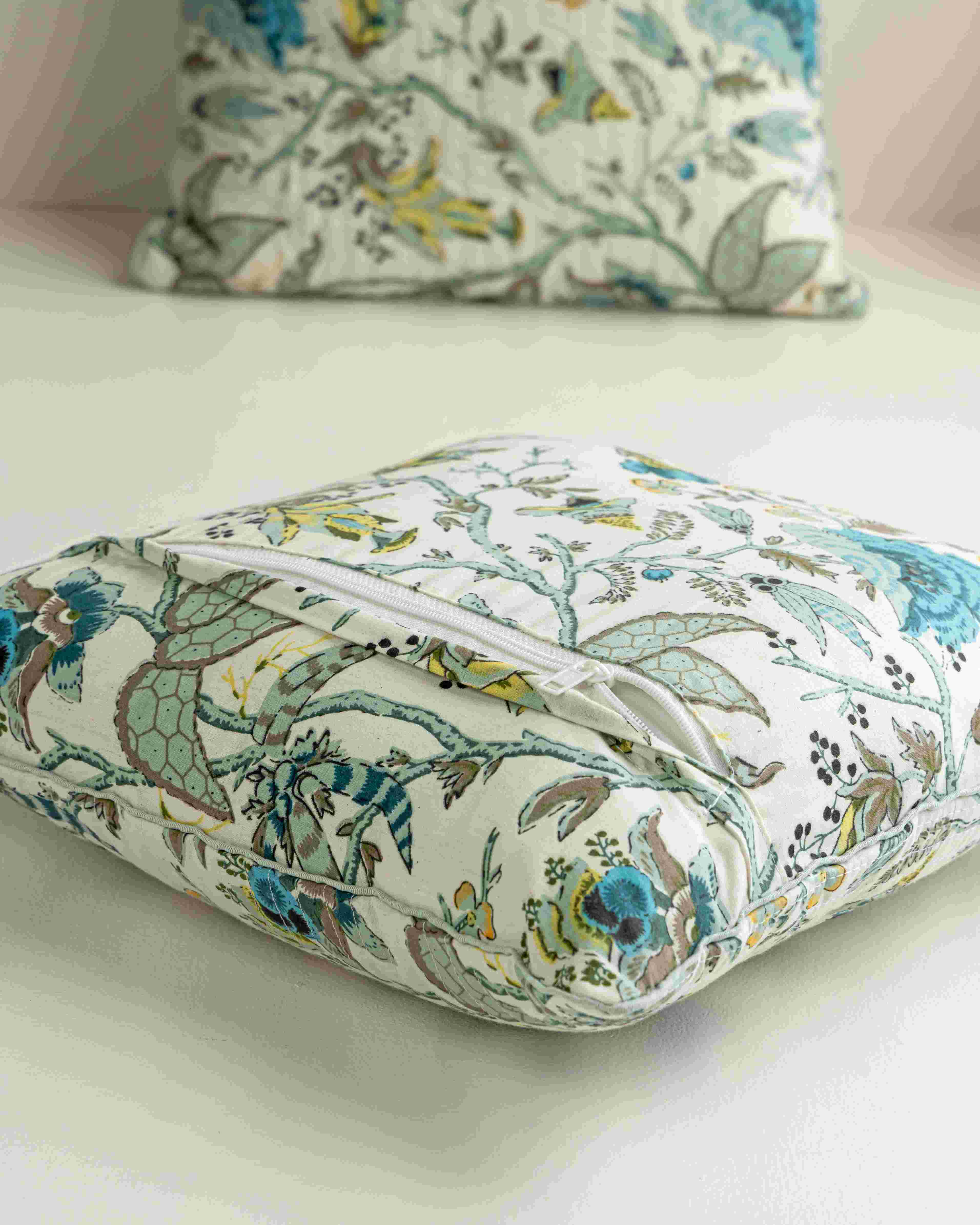 Quilted Sapphire Blossom Cushion Covers (Pack of 5)