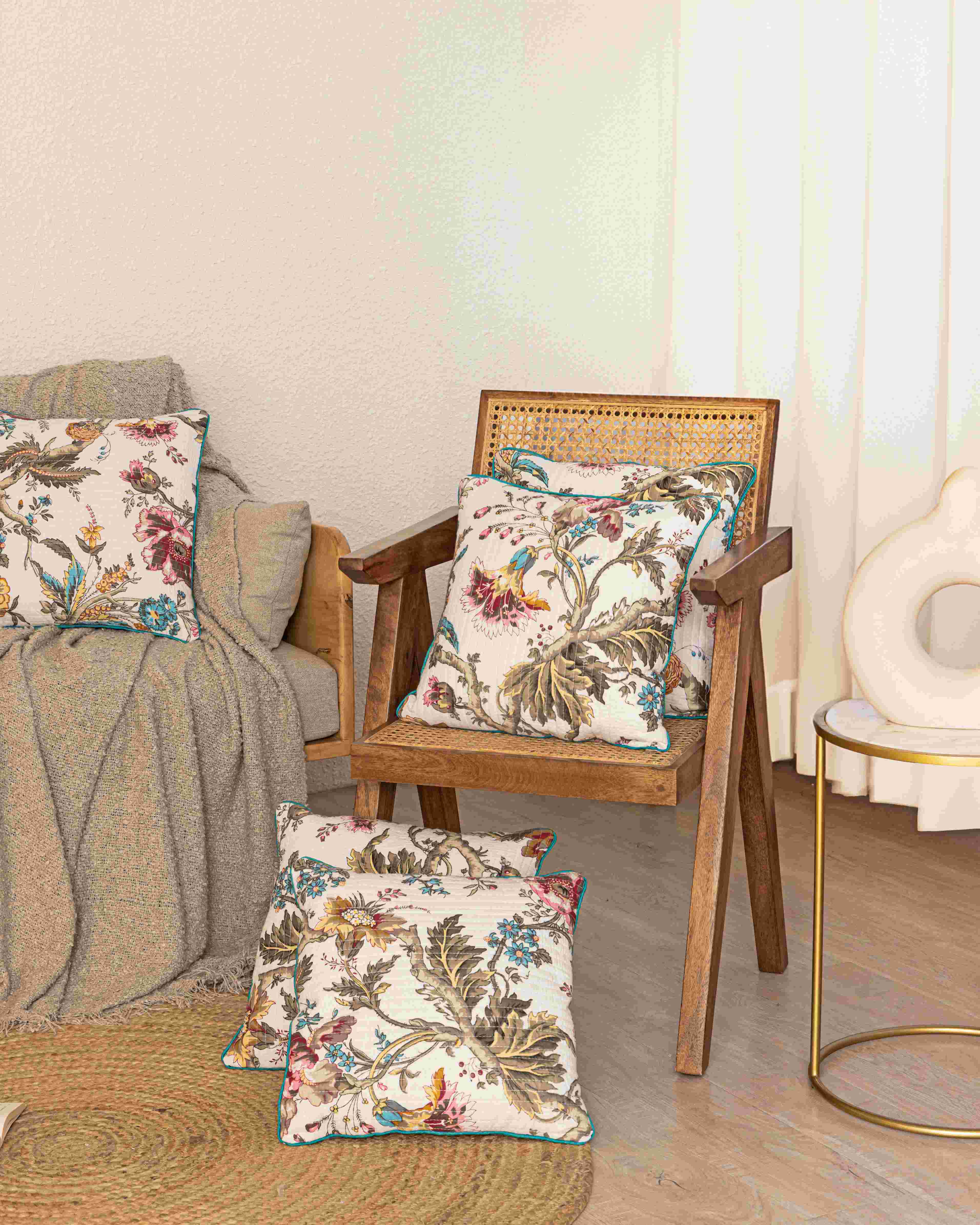 Quilted Leaflet Cushion Cover