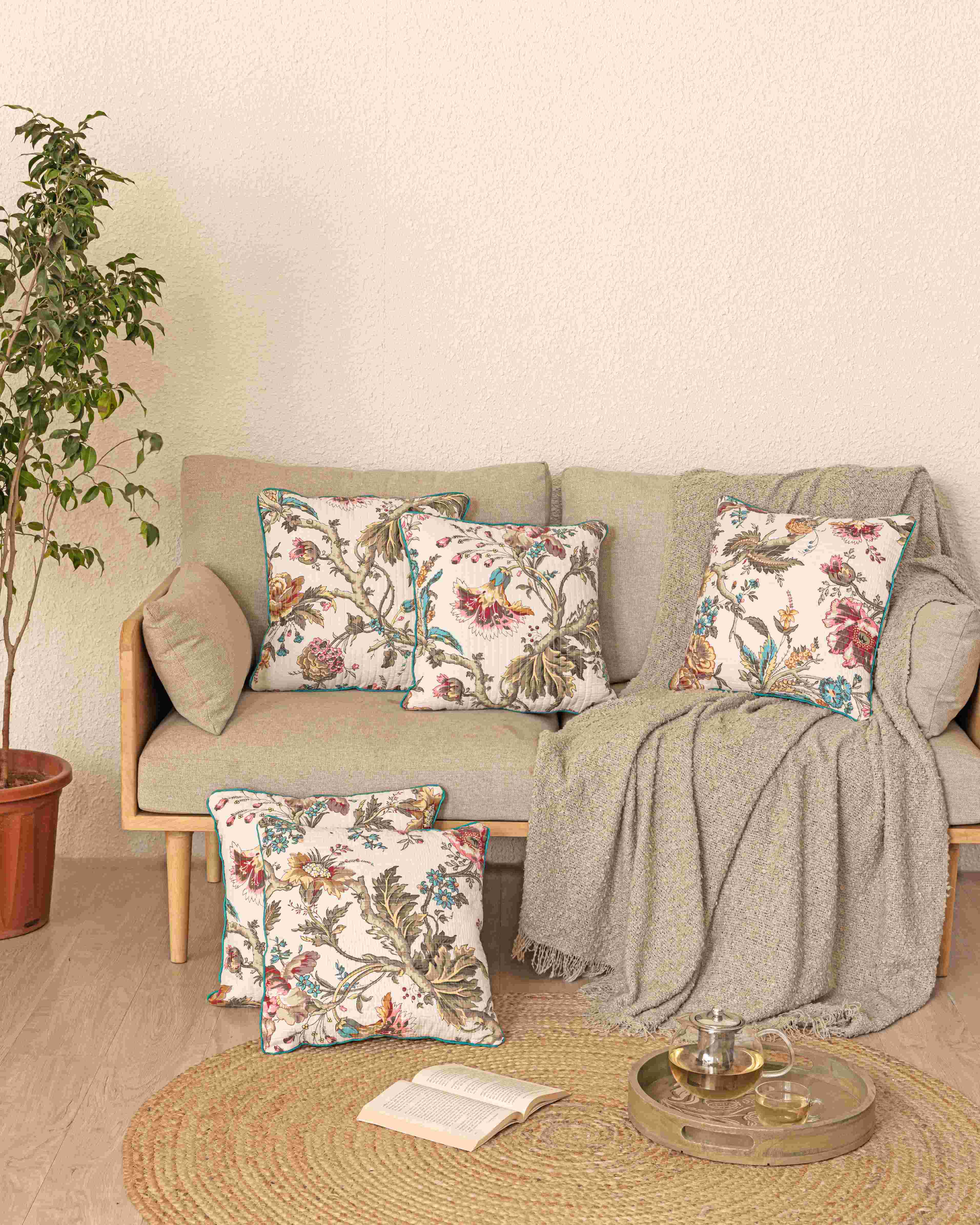 Quilted Leaflet Cushion Covers (Pack of 5)