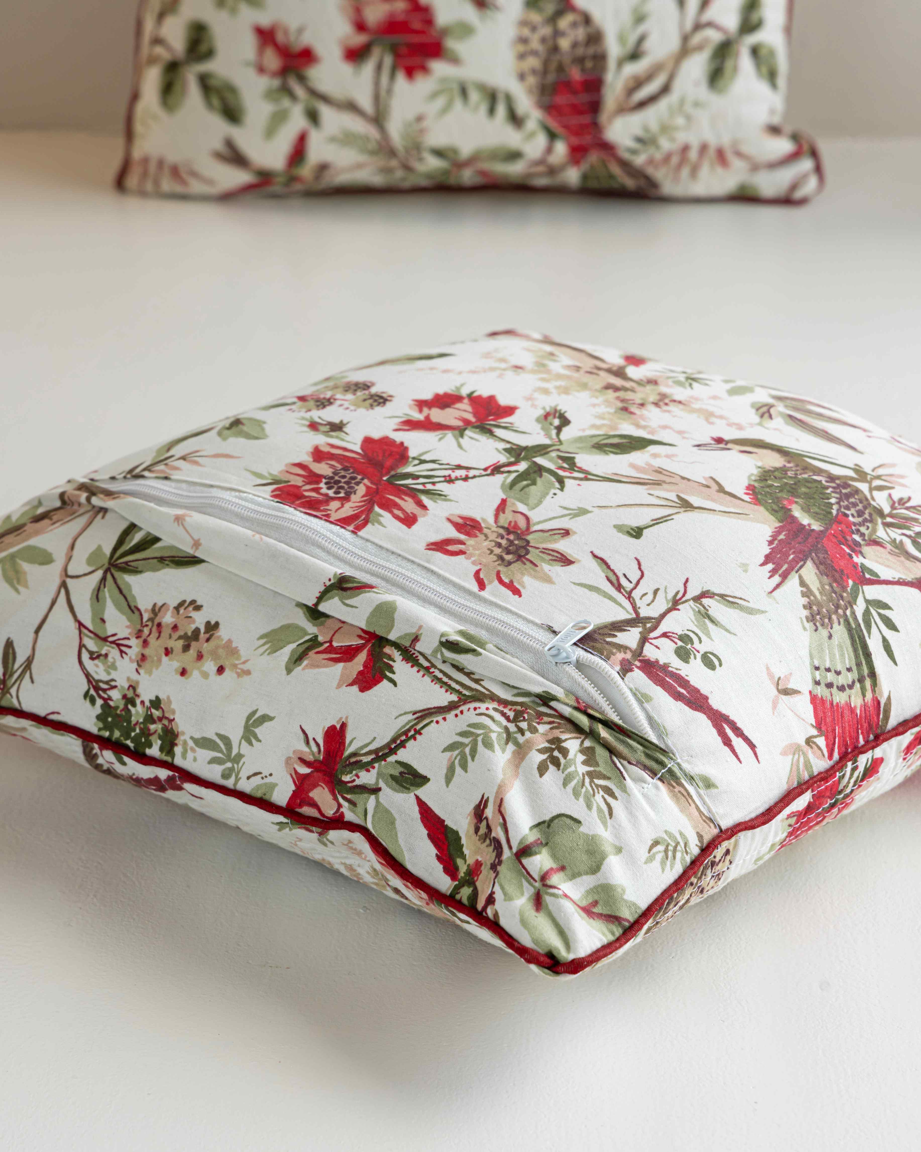 Red Quilted Flamingo Blossom Cushion Covers (Pack of 5)
