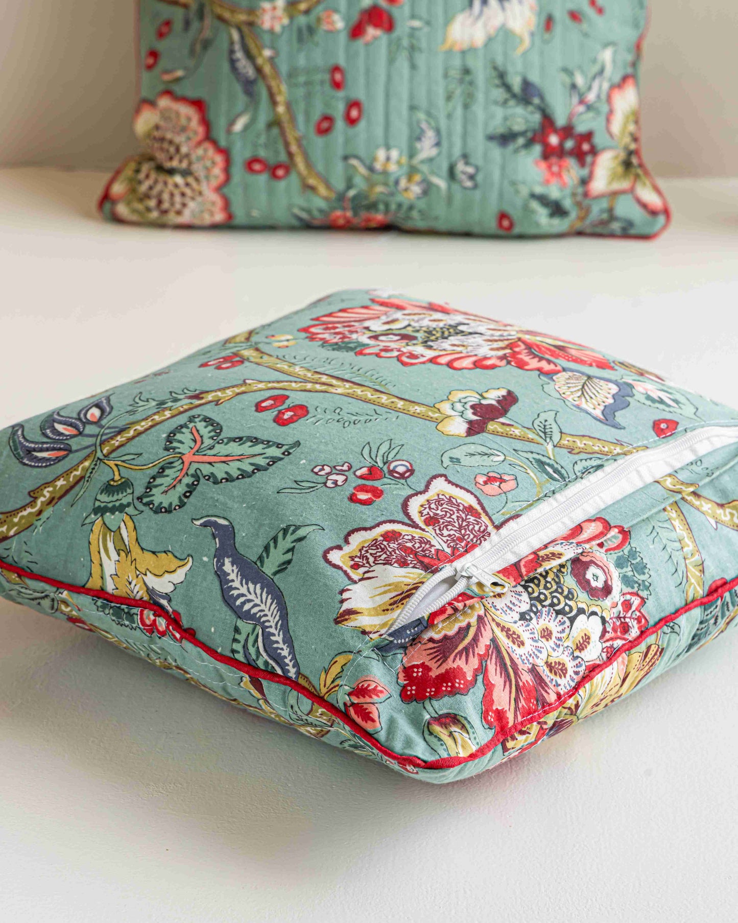 Quilted Blue Blossom Cushion Covers (Pack of 5)