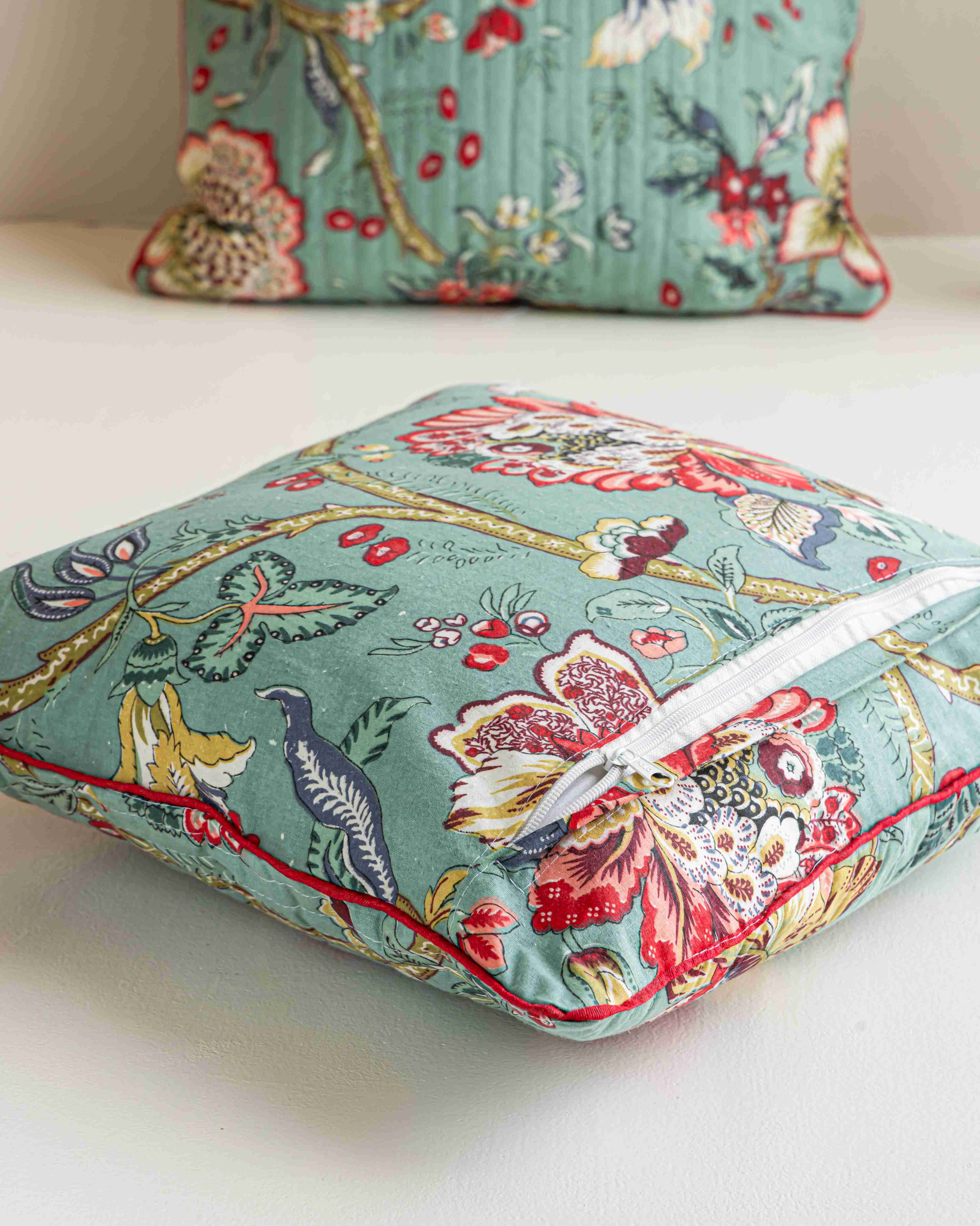 Quilted Blue Blossom Cushion Covers (Pack of 5)