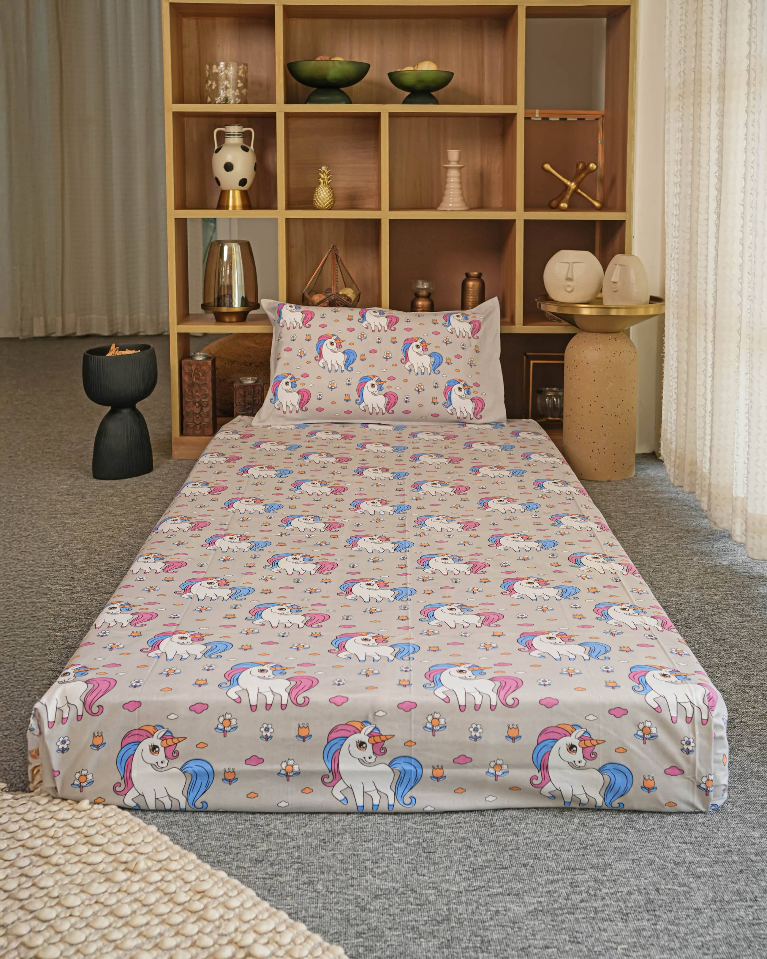 Baby Bedsheet - Grey Unicorn