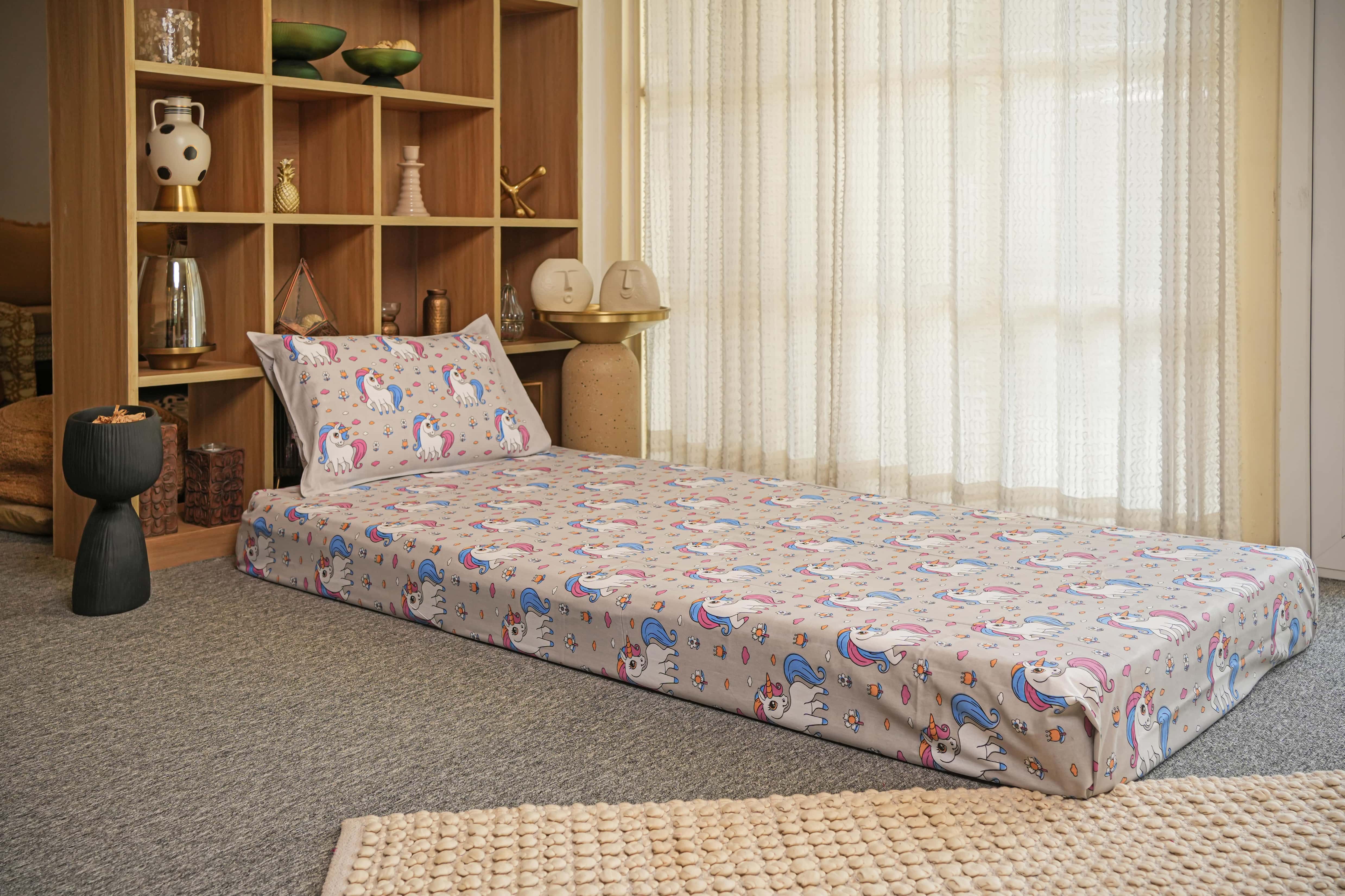 Baby Bedsheet - Grey Unicorn