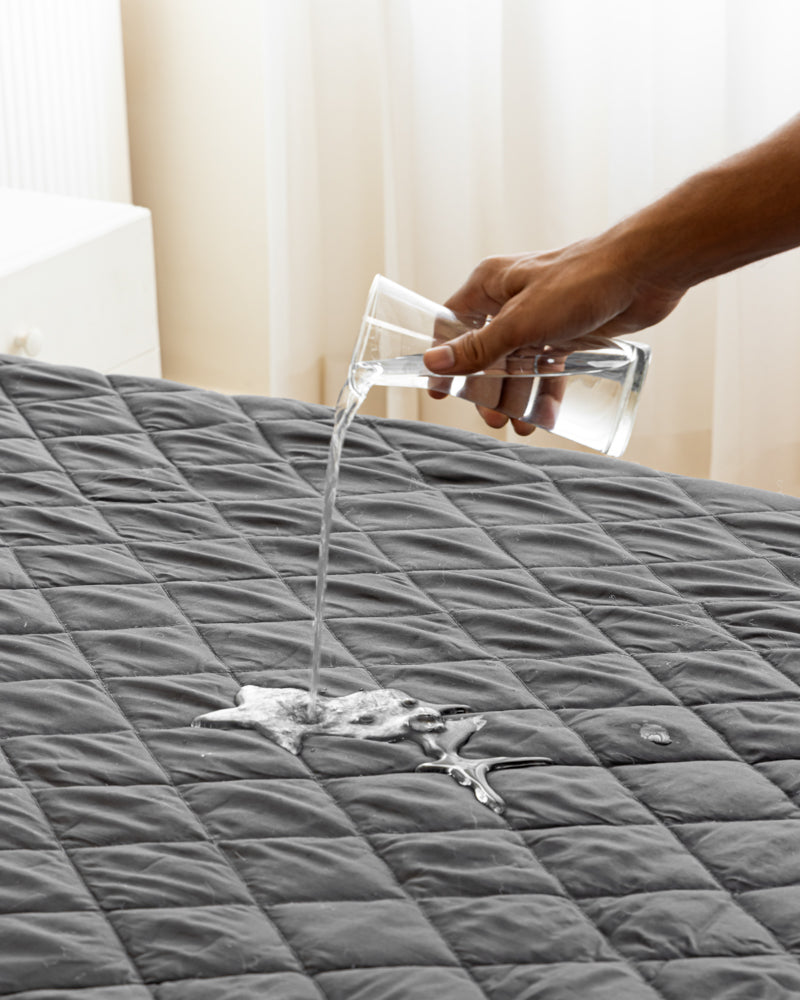 Fitted Waterproof Quilted Mattress Protector-Dark Grey