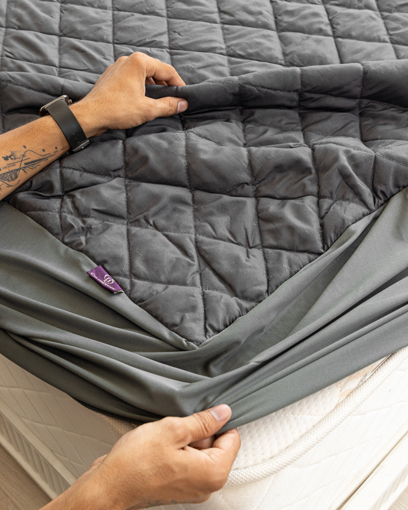 Fitted Waterproof Quilted Mattress Protector-Dark Grey