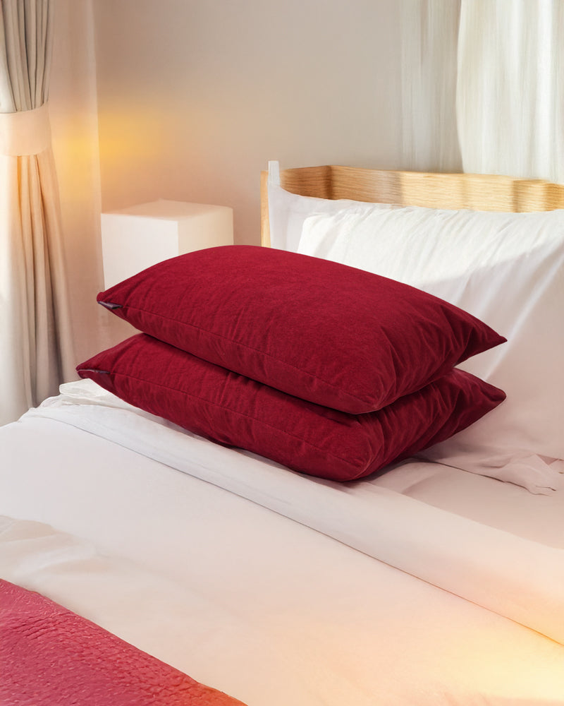 Pillow Protector-Maroon (Pack of Two)