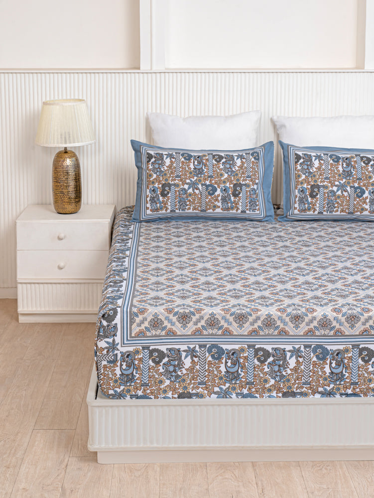 Gracious Grey Printed Bedsheet