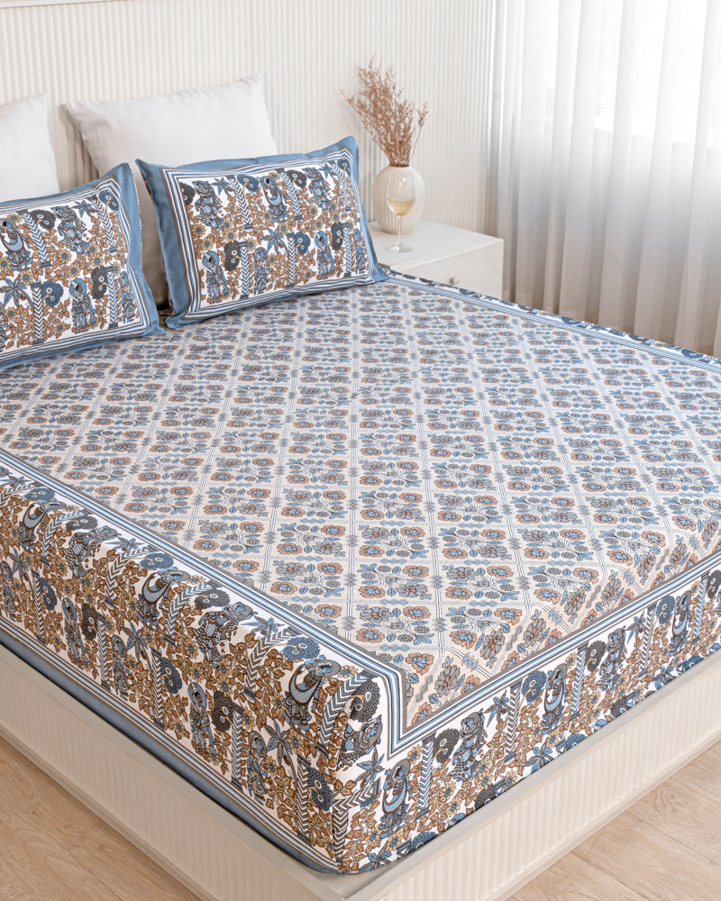 Gracious Grey Printed Bedsheet