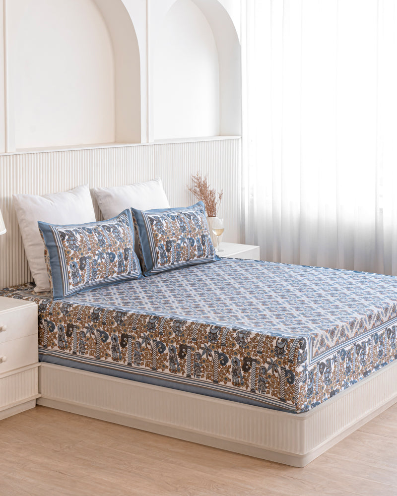 Gracious Grey Printed Bedsheet