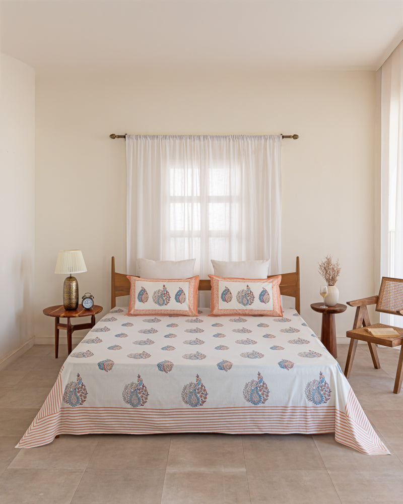 Hand Block Mayura Printed Bedsheet